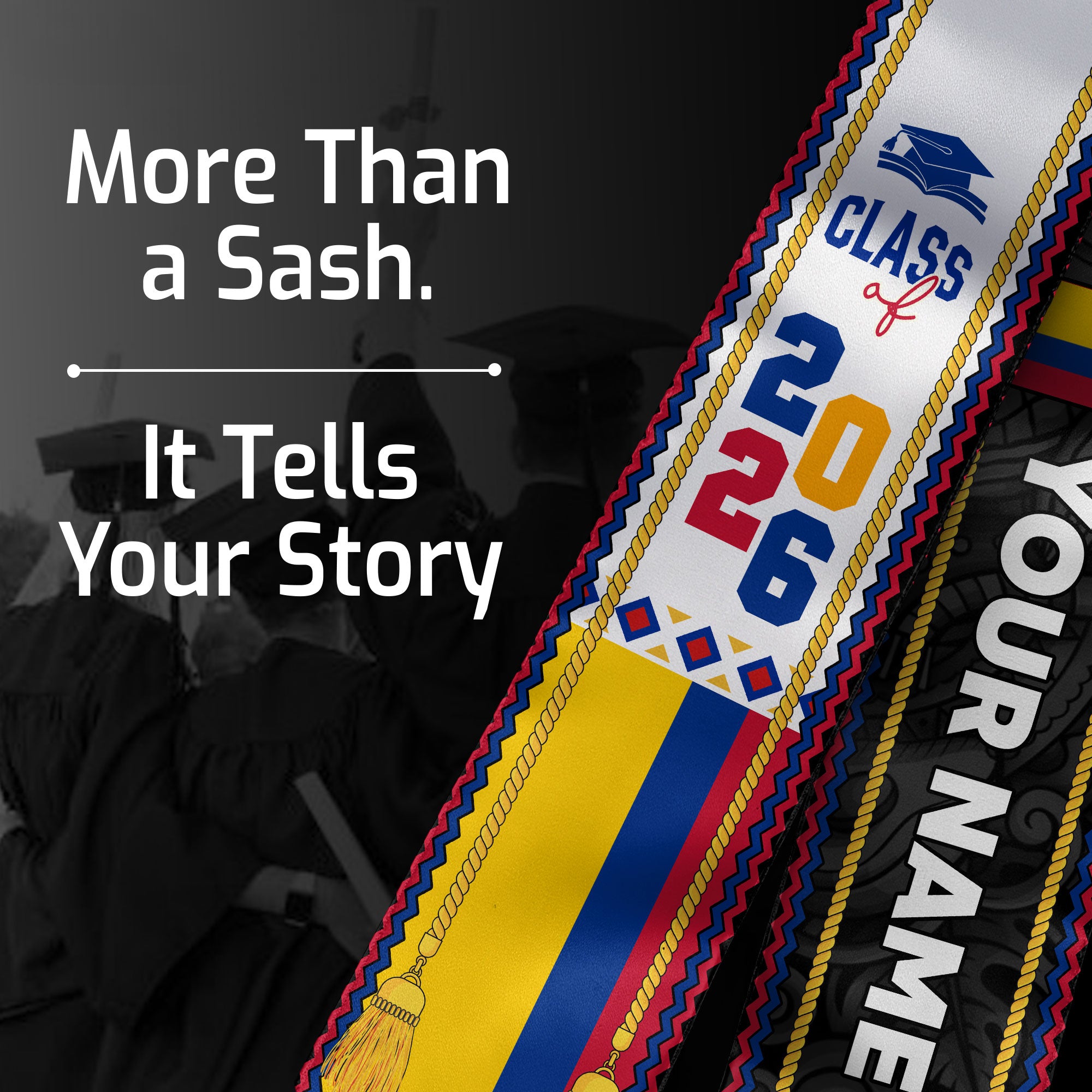 2026 Colombian Graduation Stole, Colombia Flag Stole, Custom Sash for Graduation
