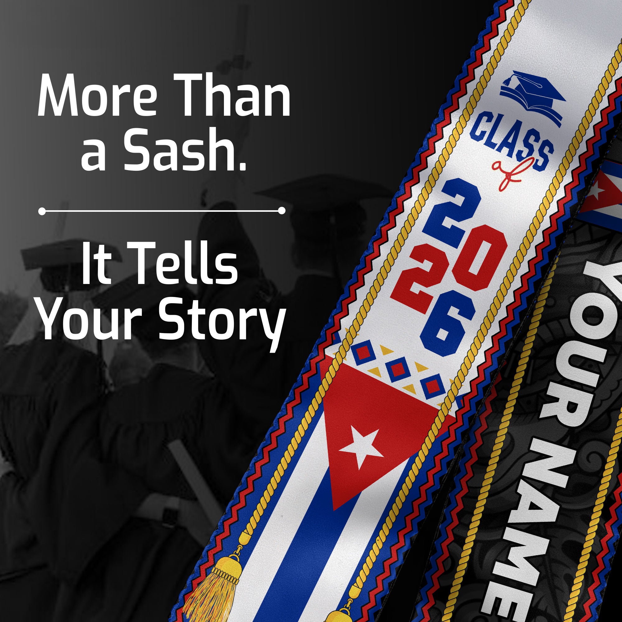 2026 Cuba Stole, Cuban Flag Graduation Sash, Graduation Stole for Cuban Pride