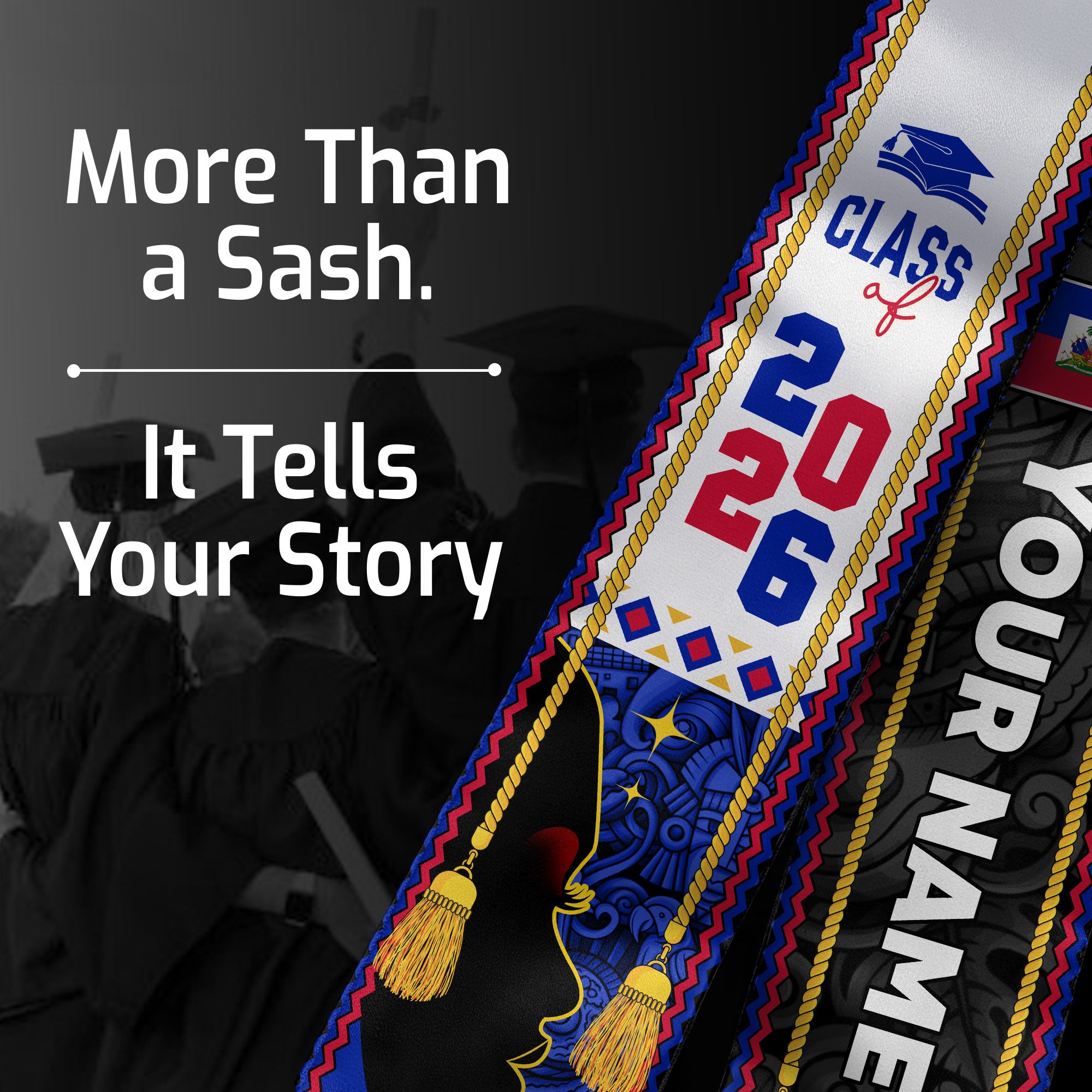 Custom Stole for Haiti Graduation, Haitian Flag Stole 2026, Haiti Graduation Sash, Stole Haiti