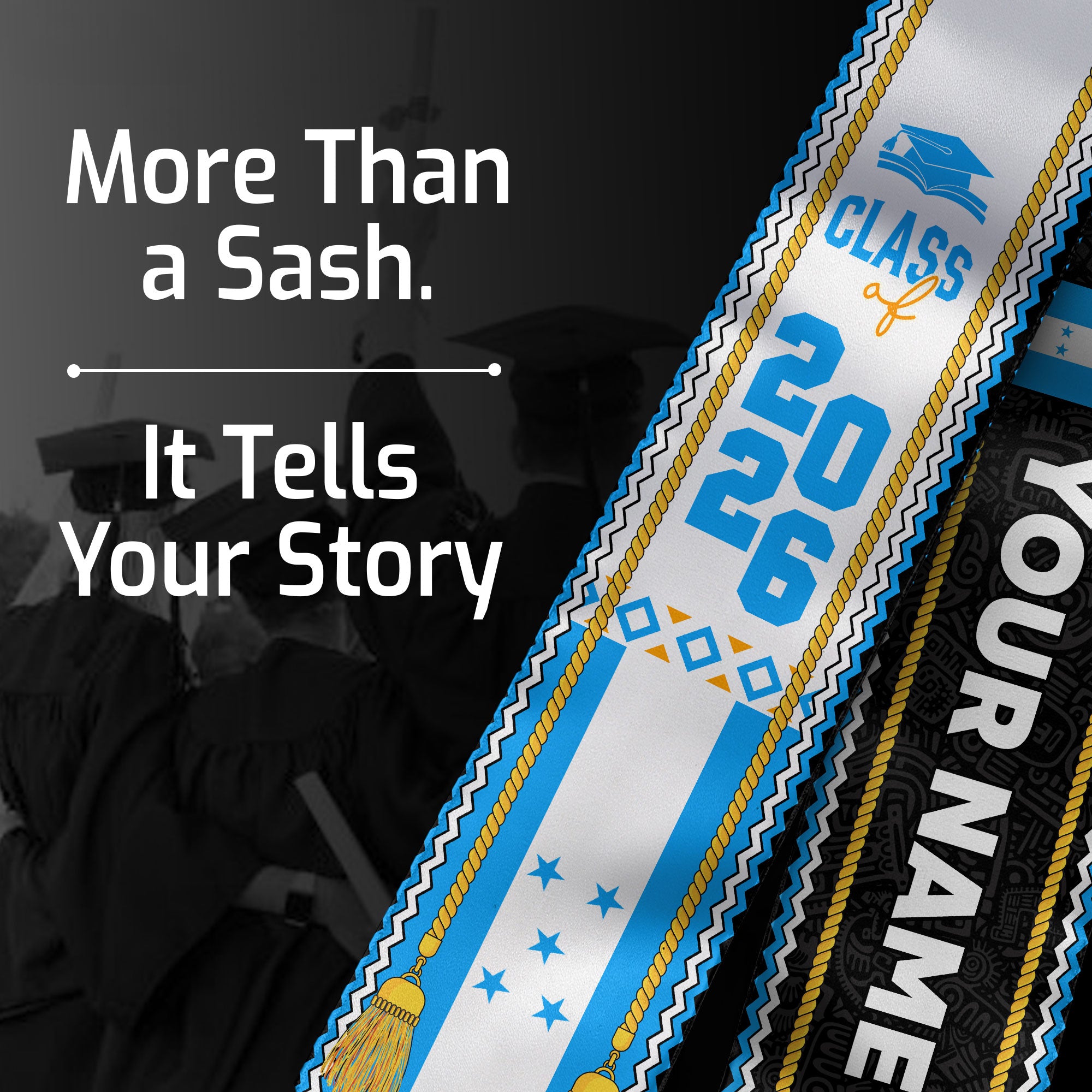 2026 Graduation Stole Honduras, Custom Honduras Flag Stole, Personalized Graduation Accessory