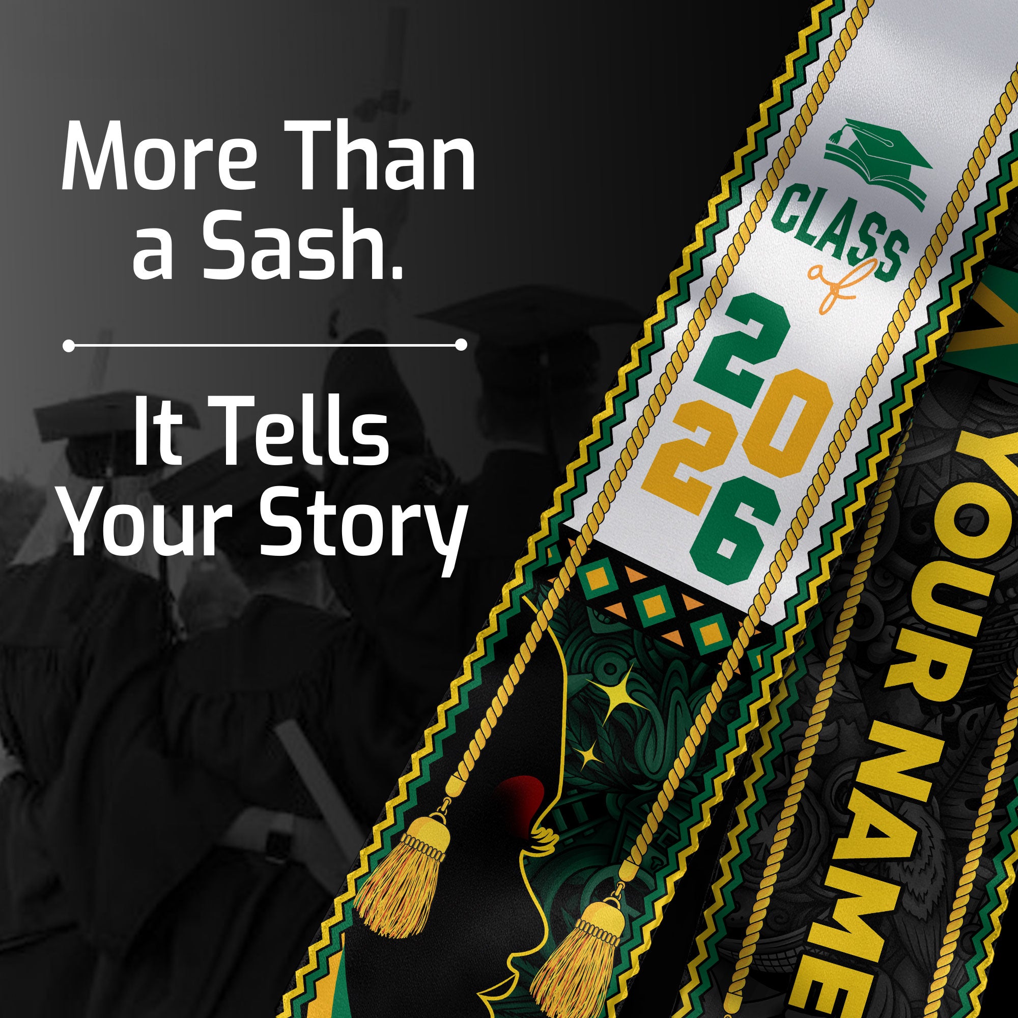 2026 Jamaican Stole, Custom Jamaican Flag Sash, Graduation Stole, Flag Inspired Stole