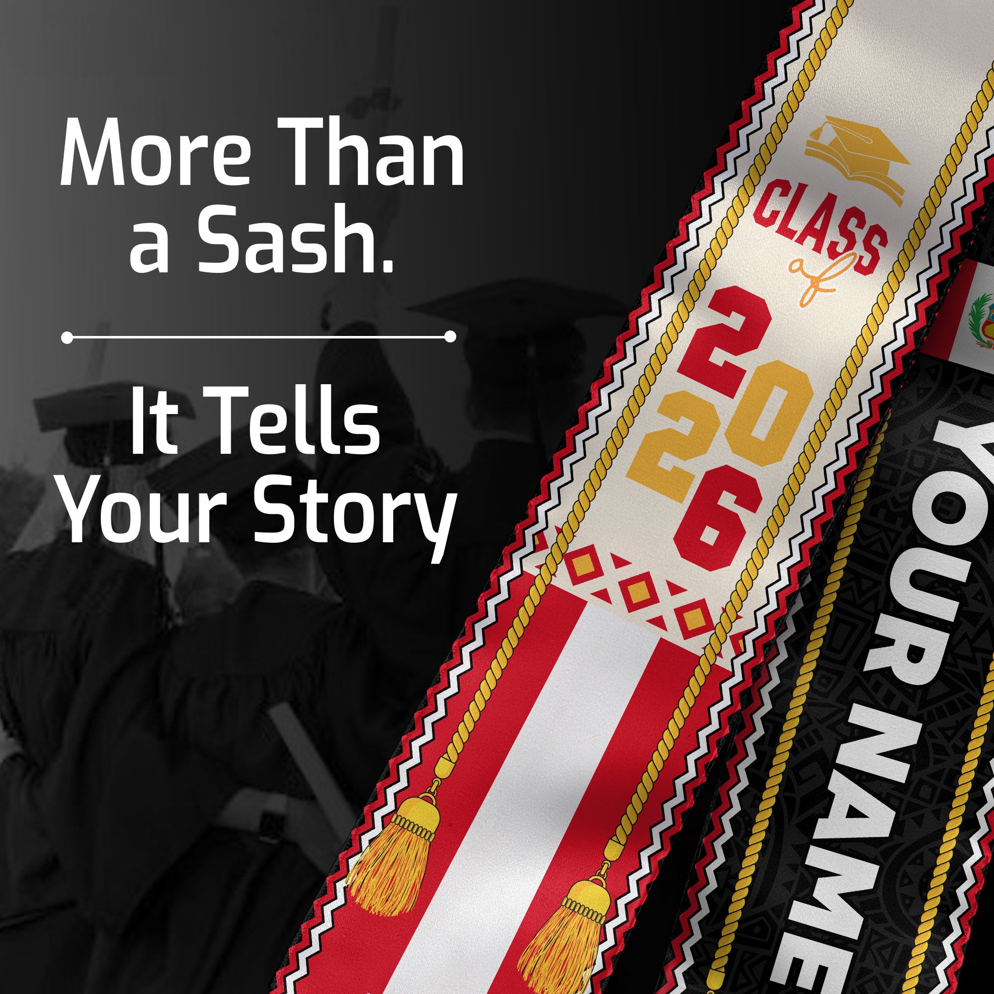Peru Graduation Sash, Peruvian Stole 2026, Custom Peru Flag Graduation Stole