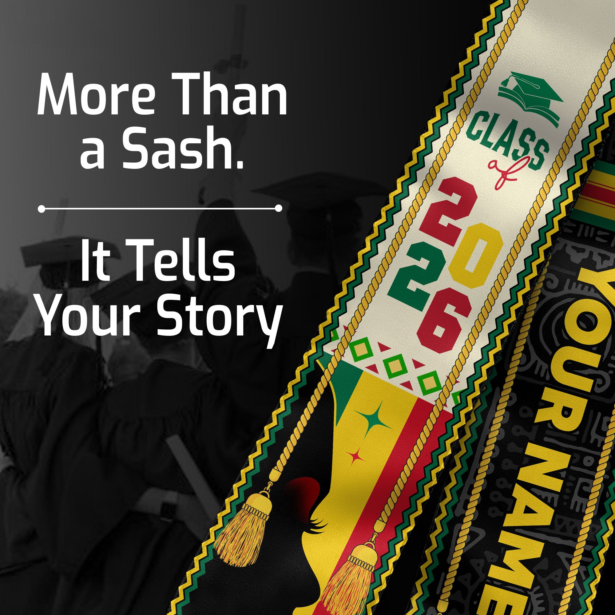 African Graduation Sash 2026, Africa Flag Stole, Graduation Sash with Custom Finish