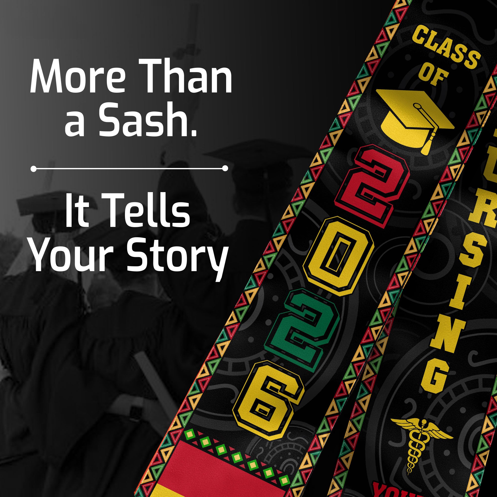 Customized African Nursing Graduation Stole for RN and BSN Nurses, Class of 2026 Sash