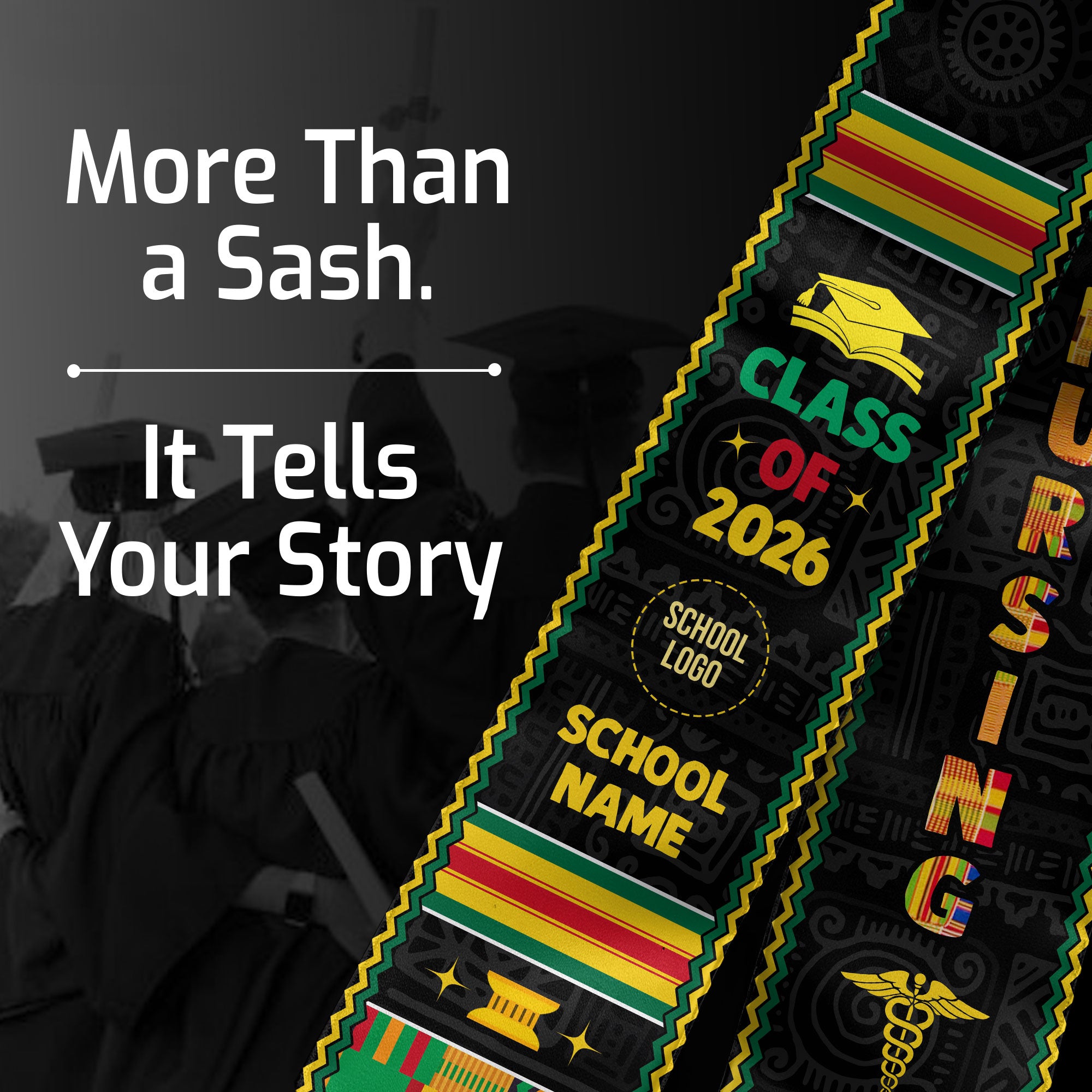 Customized Pan African Nursing Graduation Stole for RN Nurses, BSN Graduation Sash 2026