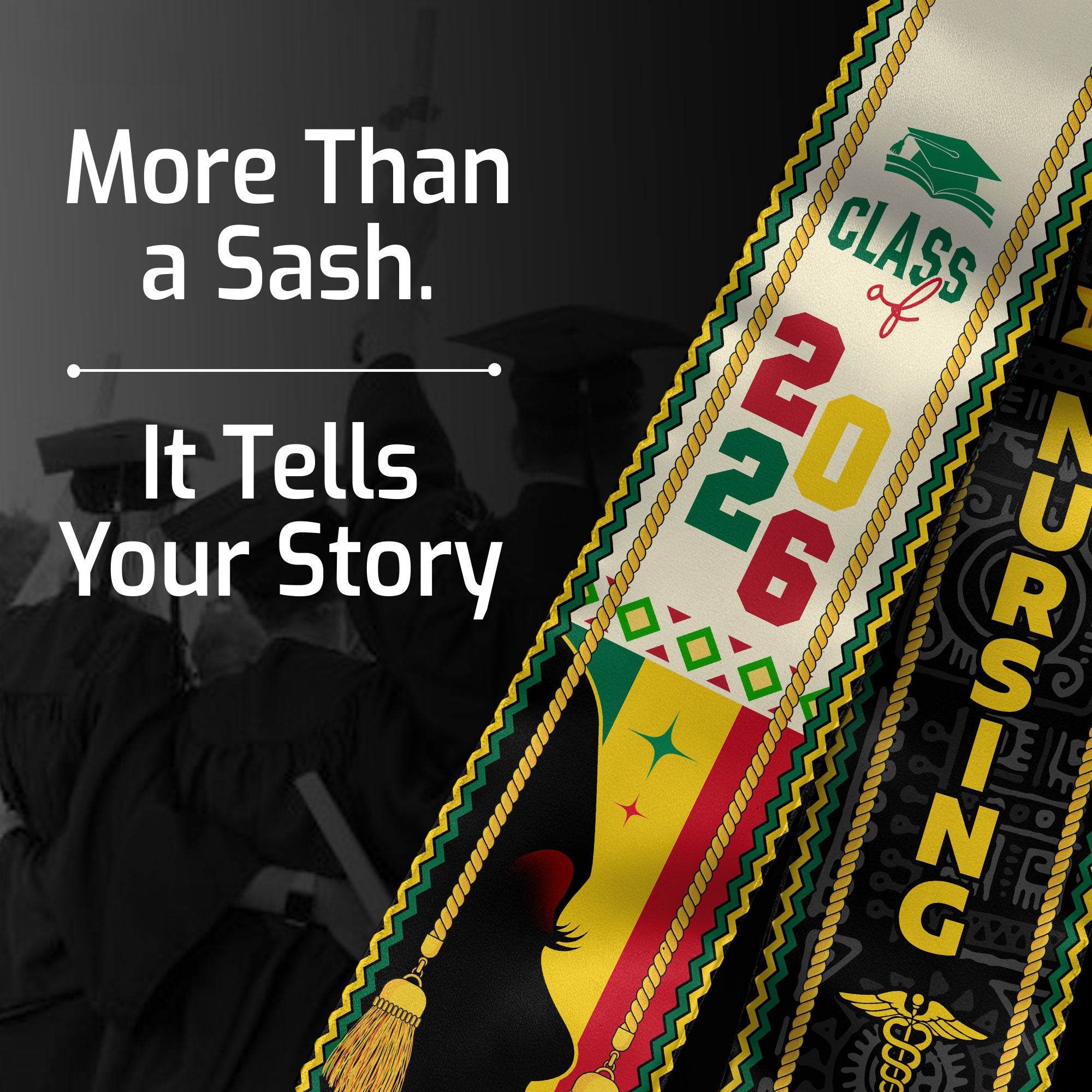 Customized African RN Graduation Stole, Nursing Ceremony Sash for Class of 2026