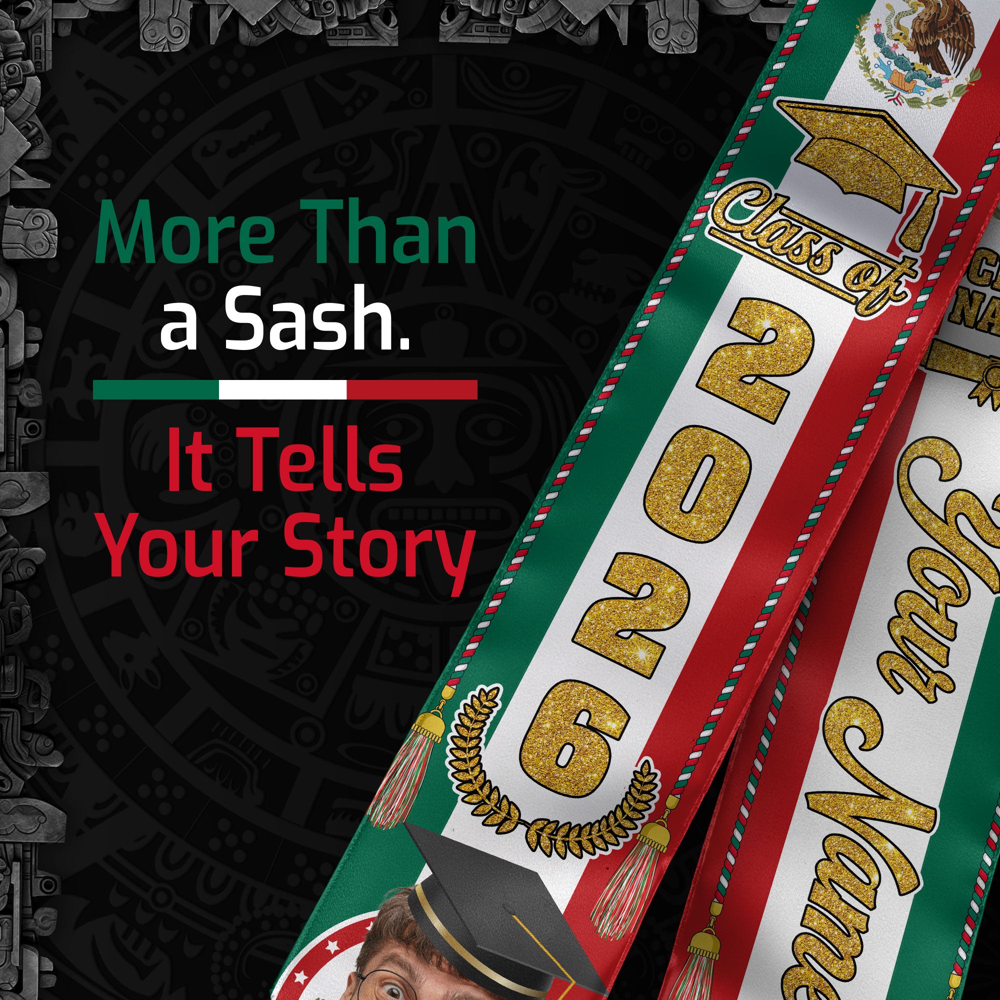 Mexican Graduation Sash 2026, Mexico Flag Stole, Signature Personalized Touch
