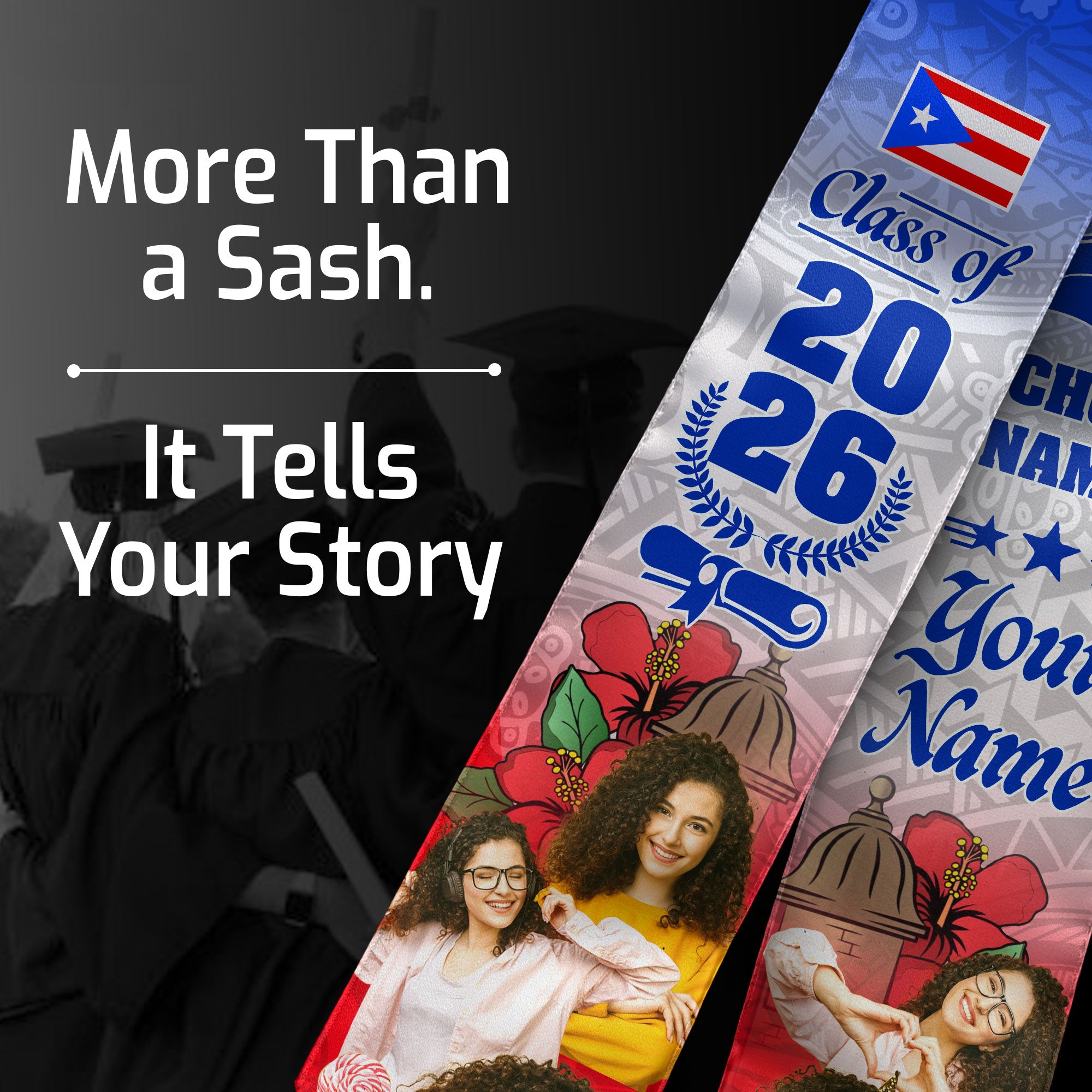 2026 Puerto Rico Graduation Stole, Puerto Rican Flag Sash, Made With Your Details