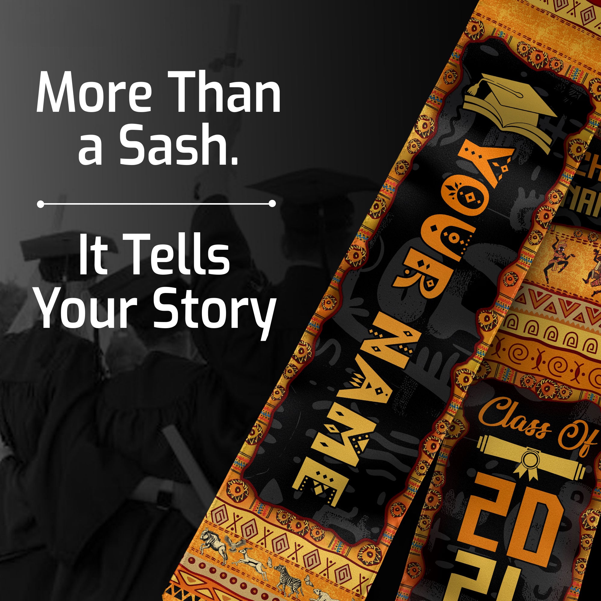 Customized African American Graduation Stole with Pan African Colors, Graduation Sash 2026