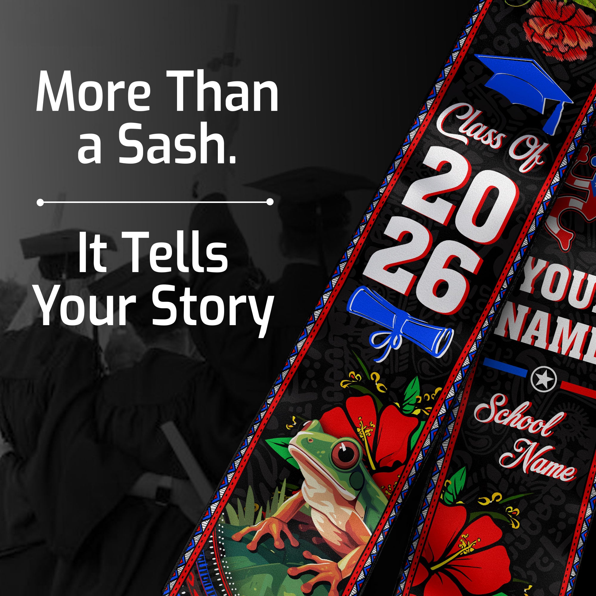 2026 Puerto Rican Flag Graduation Sash, Puerto Rico Stole for Grads, Tailored Touch