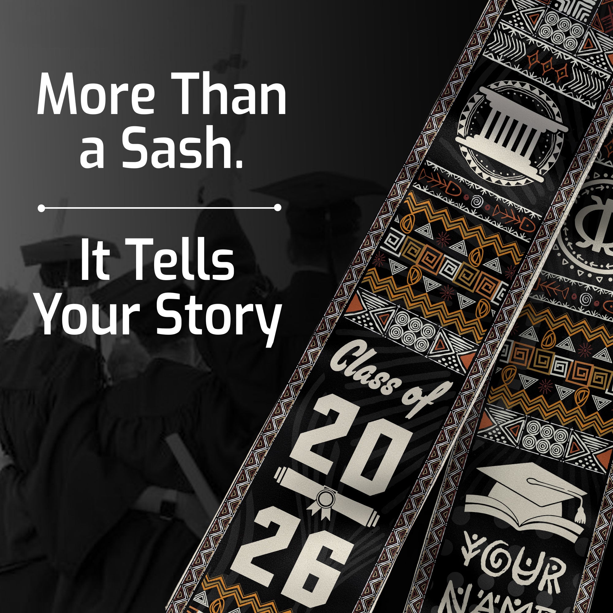 Customized African American Graduation Sash with Pan African Flag Colors, Class of 2026