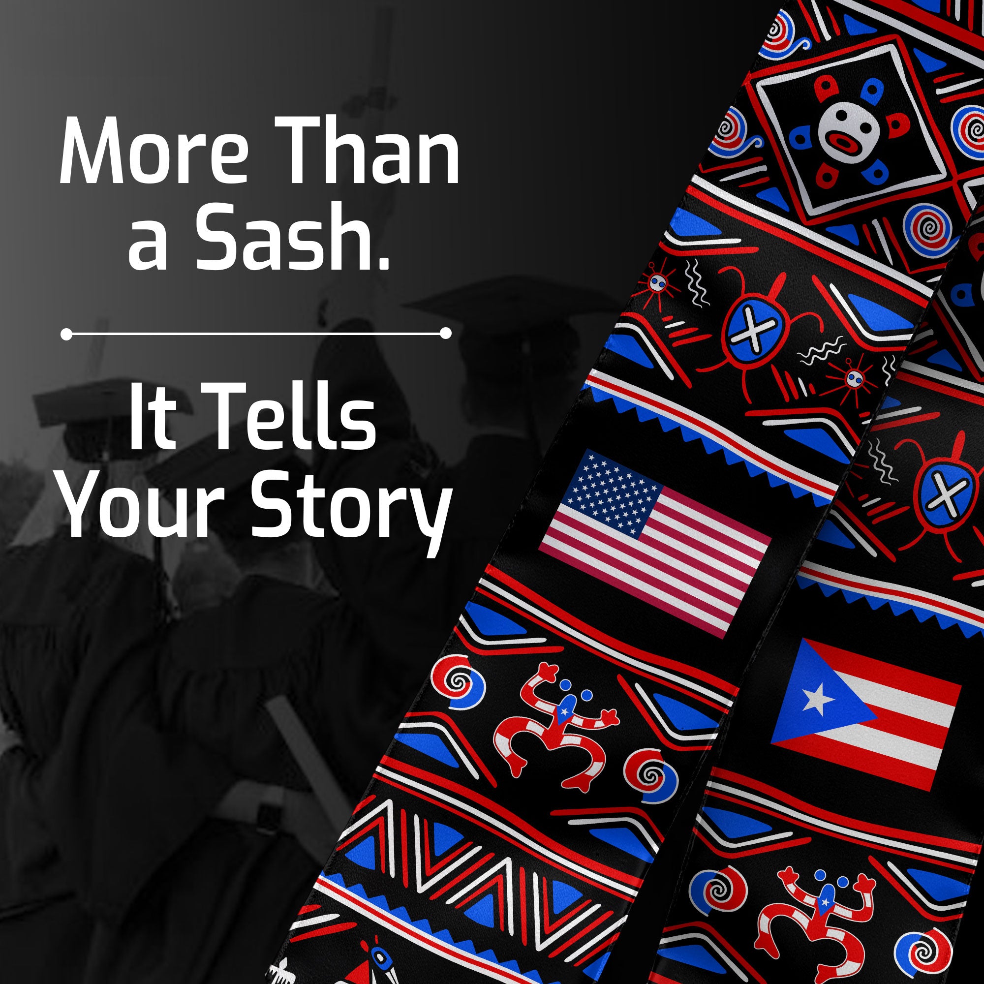 Puerto Rico Graduation Stole 2026, Puerto Rican Flag Sash, Class of 2026 Stole