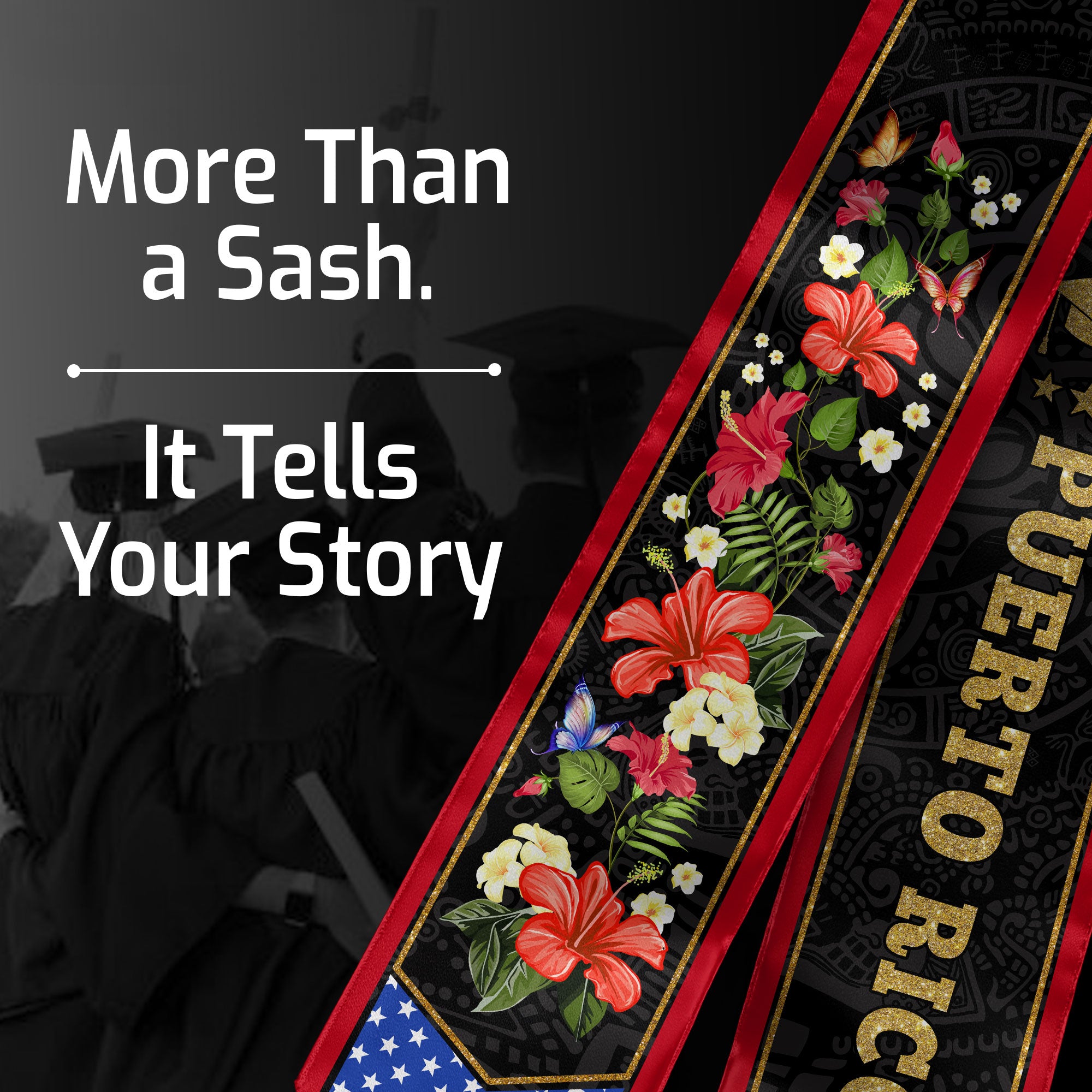 Puerto Rican Flag Graduation Stole 2026, Puerto Rico Graduation Sash, PR Stole