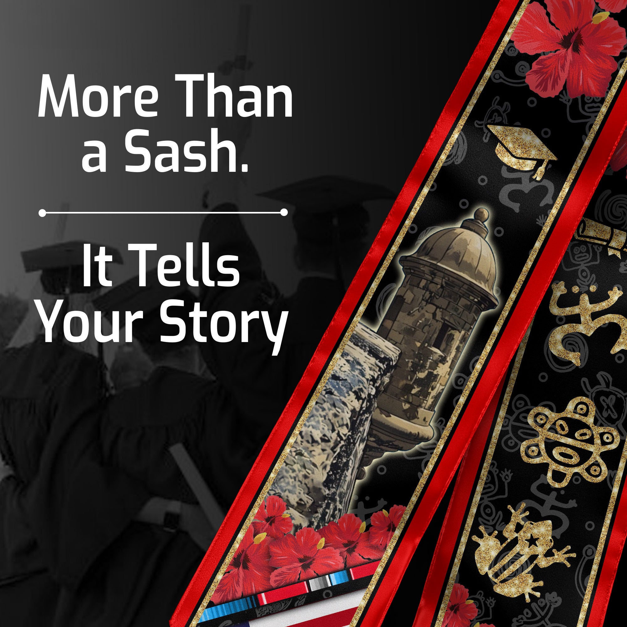 Puerto Rico Graduation Sash 2026, Puerto Rican Flag Graduation Stole, Class of 2026