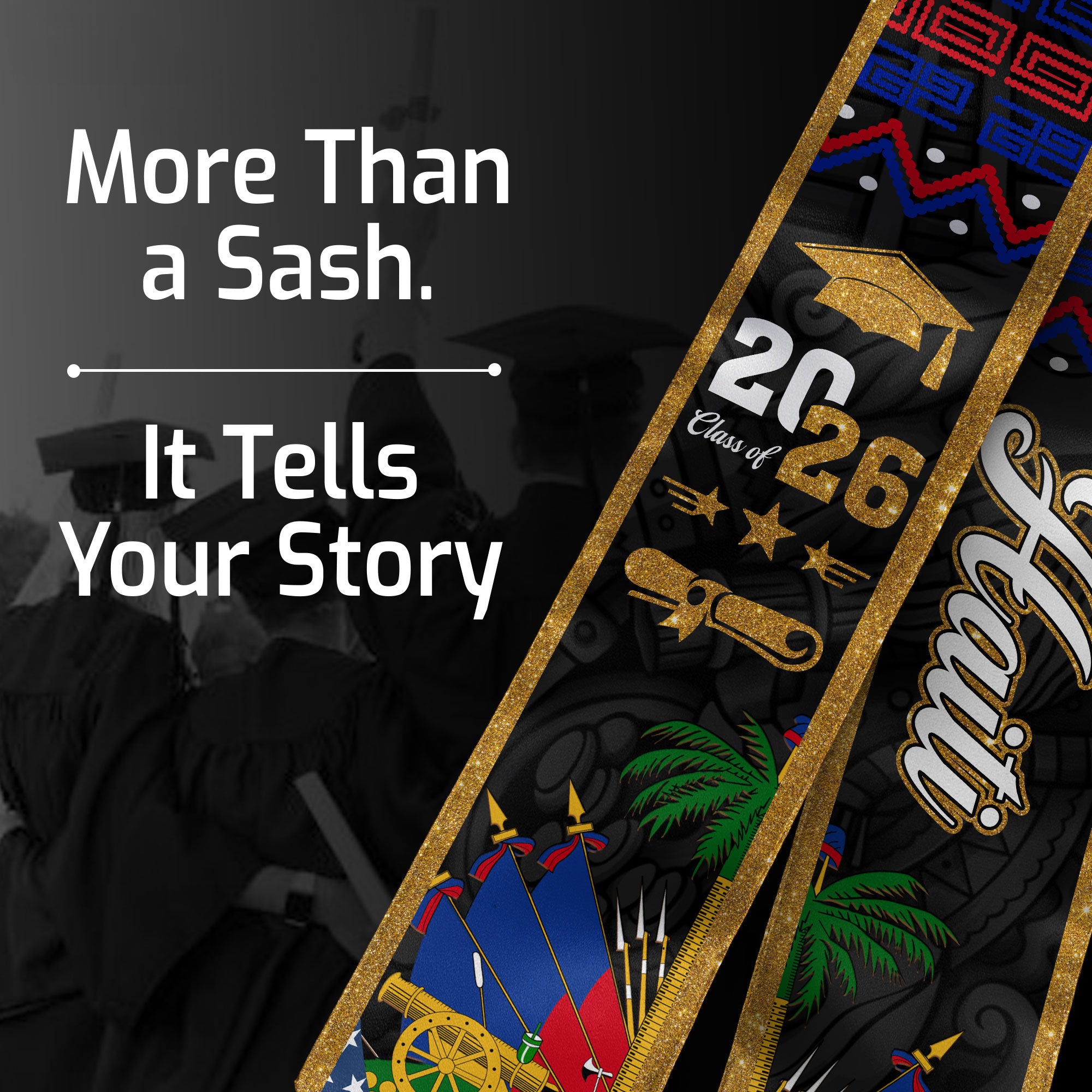 Haiti Graduation Stole 2026, Haitian Flag Graduation Sash, Classic Academic Stole for Class of 2026