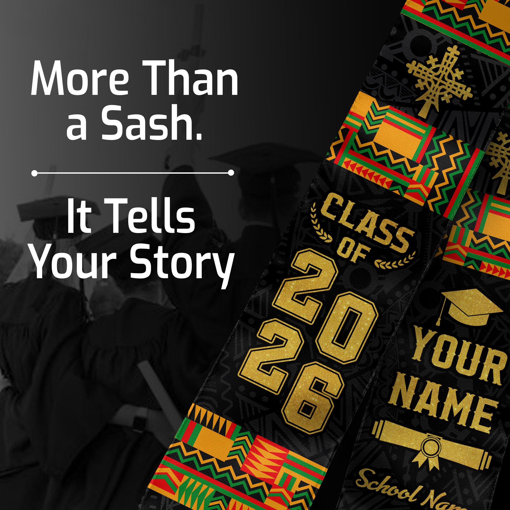 African Graduation Sash 2026, African American Flag Graduation Sash, African Stole