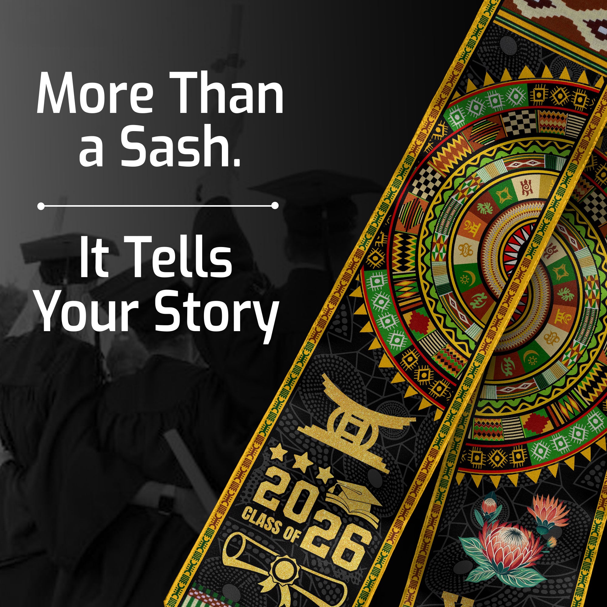 African American Flag Graduation Sash 2026, African Stole, African Graduation Stole