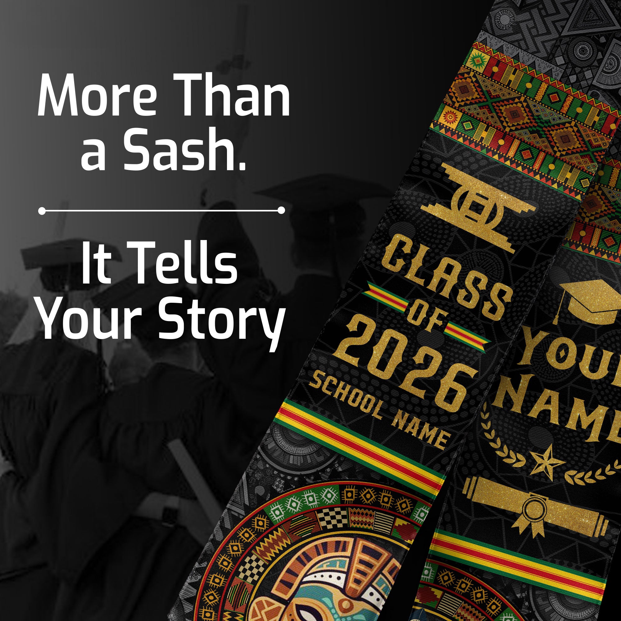 African Graduation Stole 2026, African American Flag Sash, African Graduation Sash