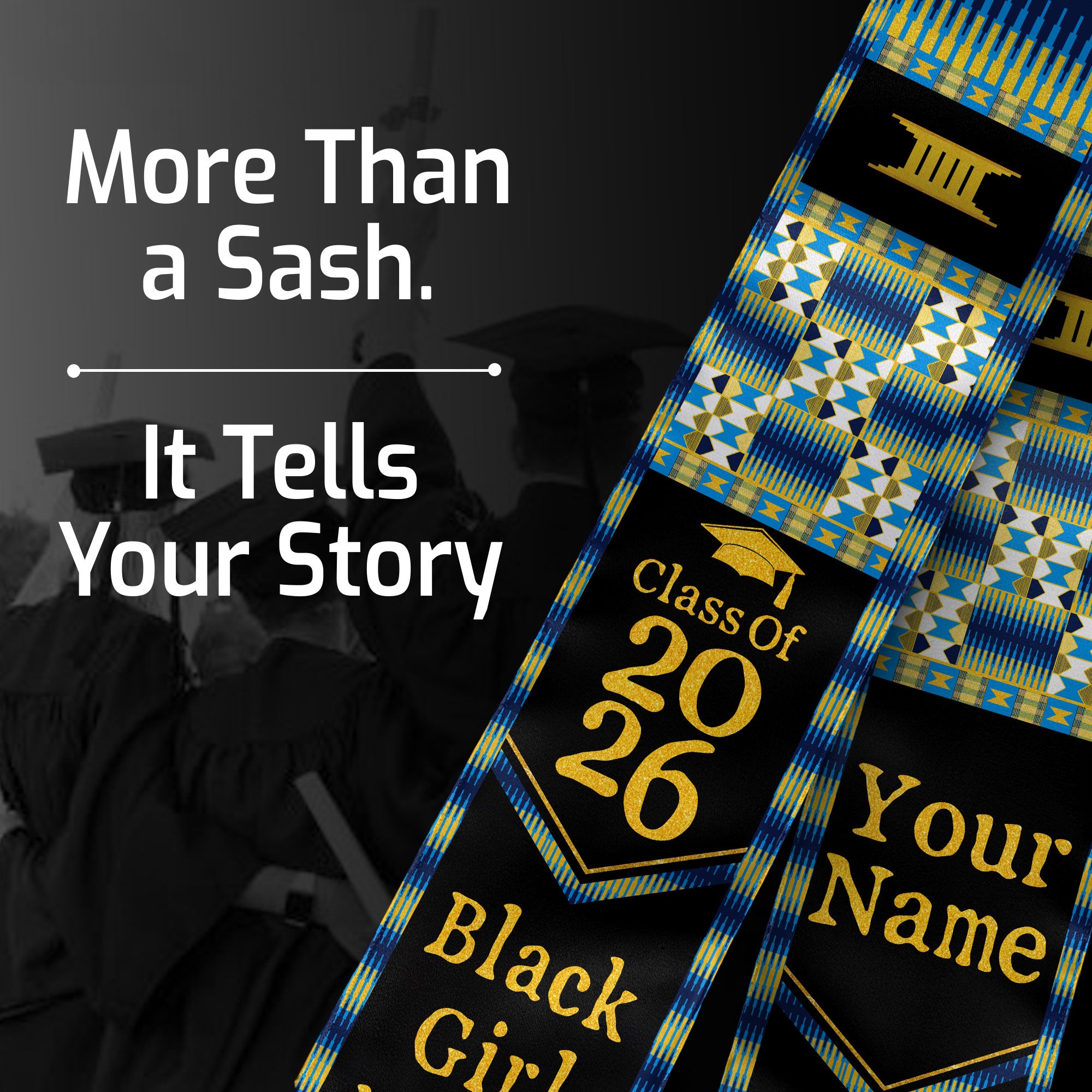 Customized Nursing Graduation Stole with African Colors, RN BSN Nurse Sash 2026