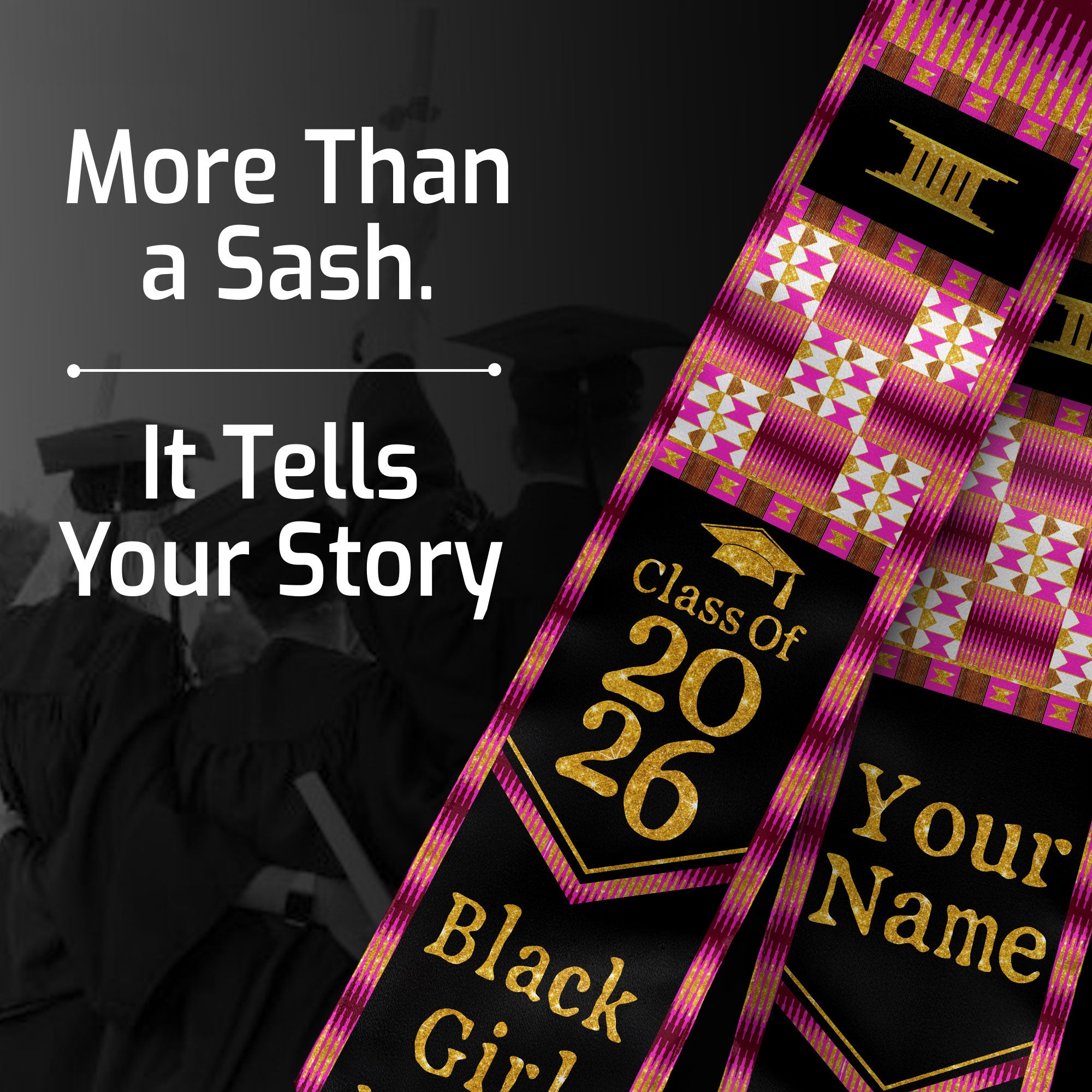 Customized RN Nursing Graduation Stole with African Cultural Design, Class of 2026