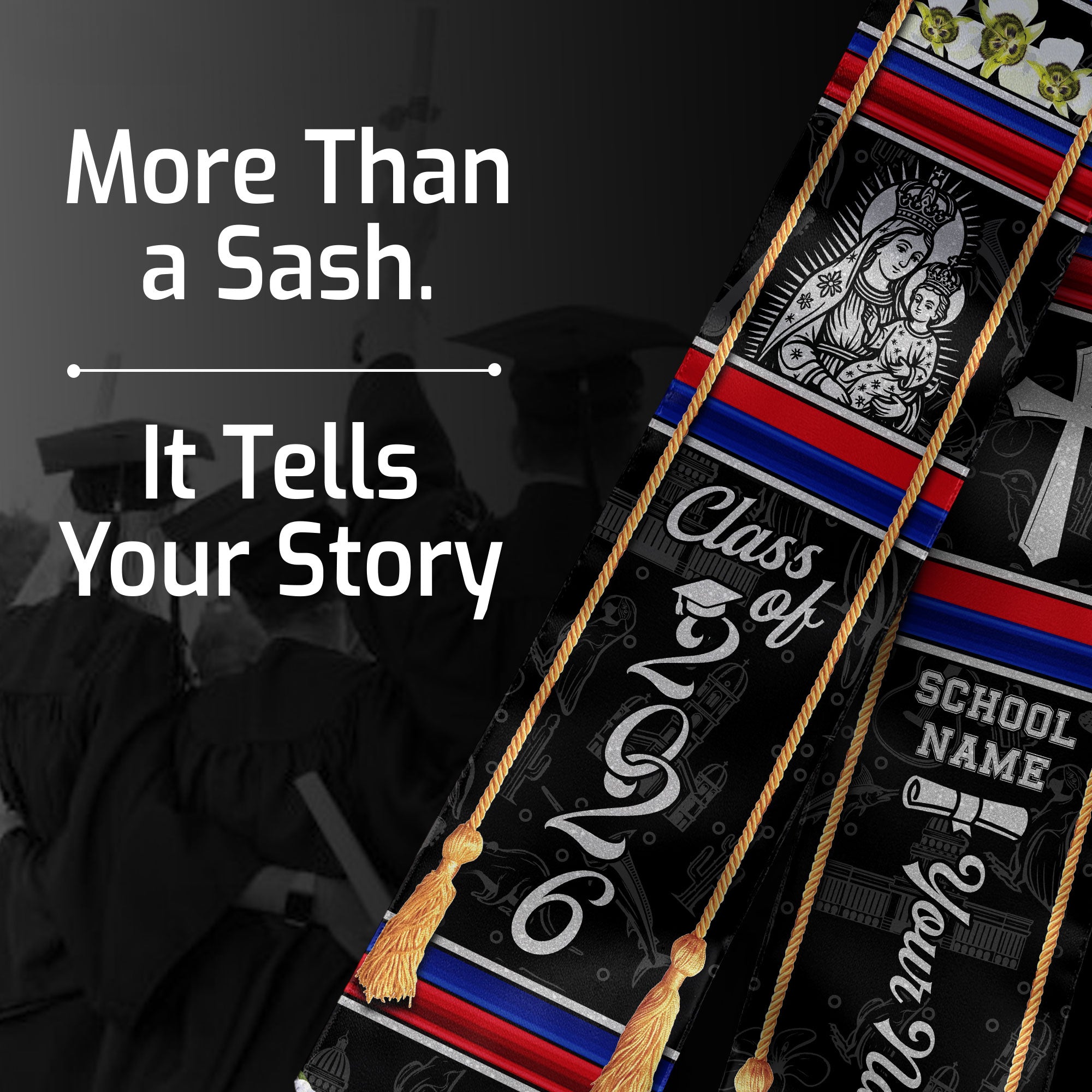 Cuba Graduation Stole 2026, Cuban Flag Sash, Tailored Detail for Class of 2026 Grads