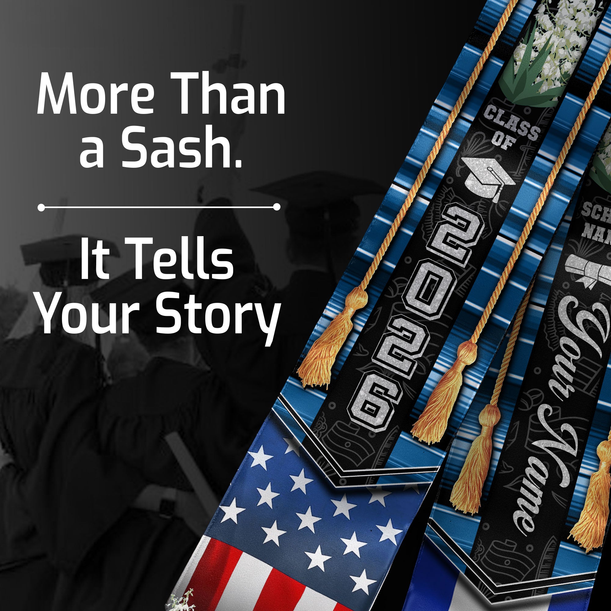 El Salvador Graduation Stole 2026, Salvadoran Flag Sash, Custom Detail for Graduates