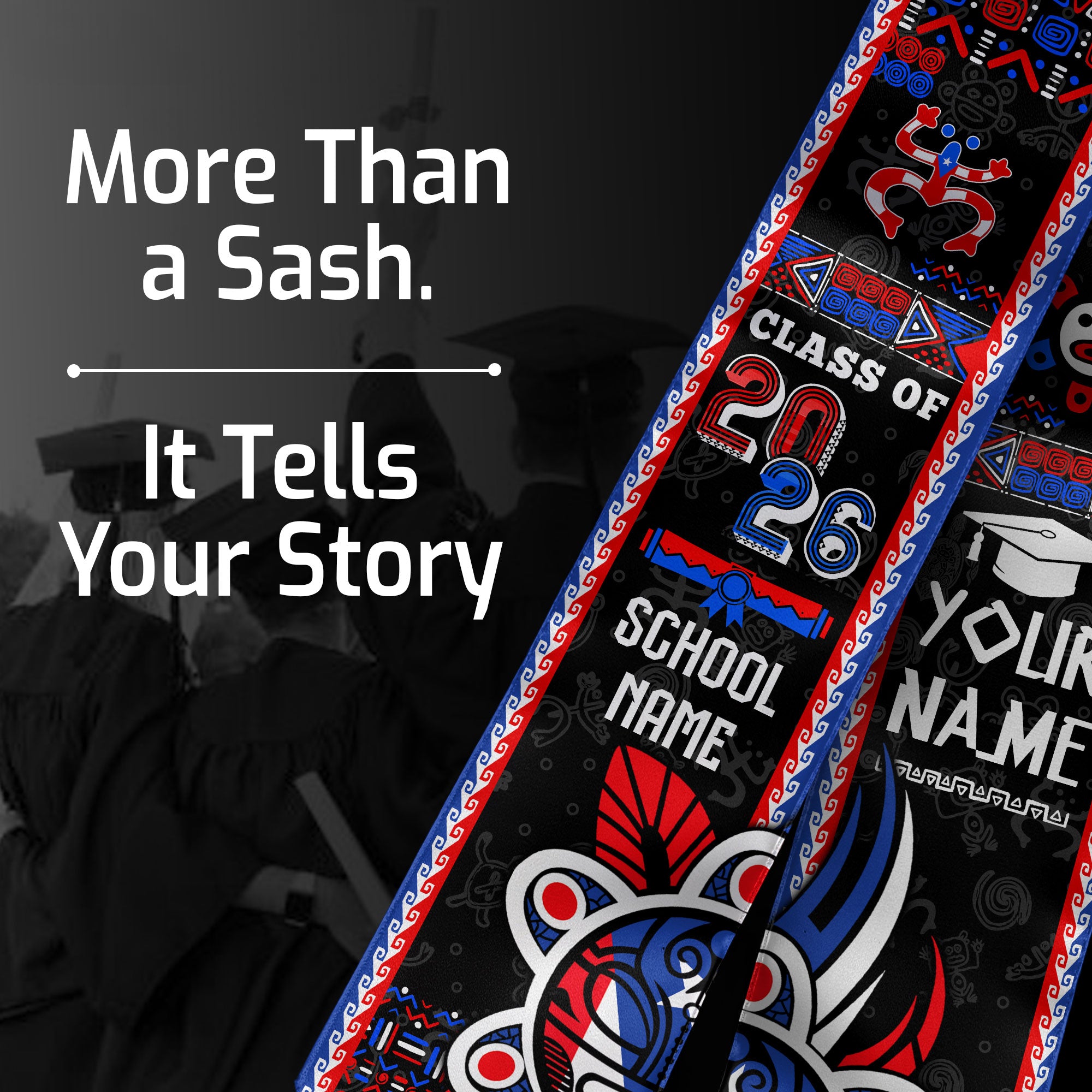 Puerto Rico Graduation Stole 2026, Puerto Rican Flag Sash, Tailored Detail for Class of 2026