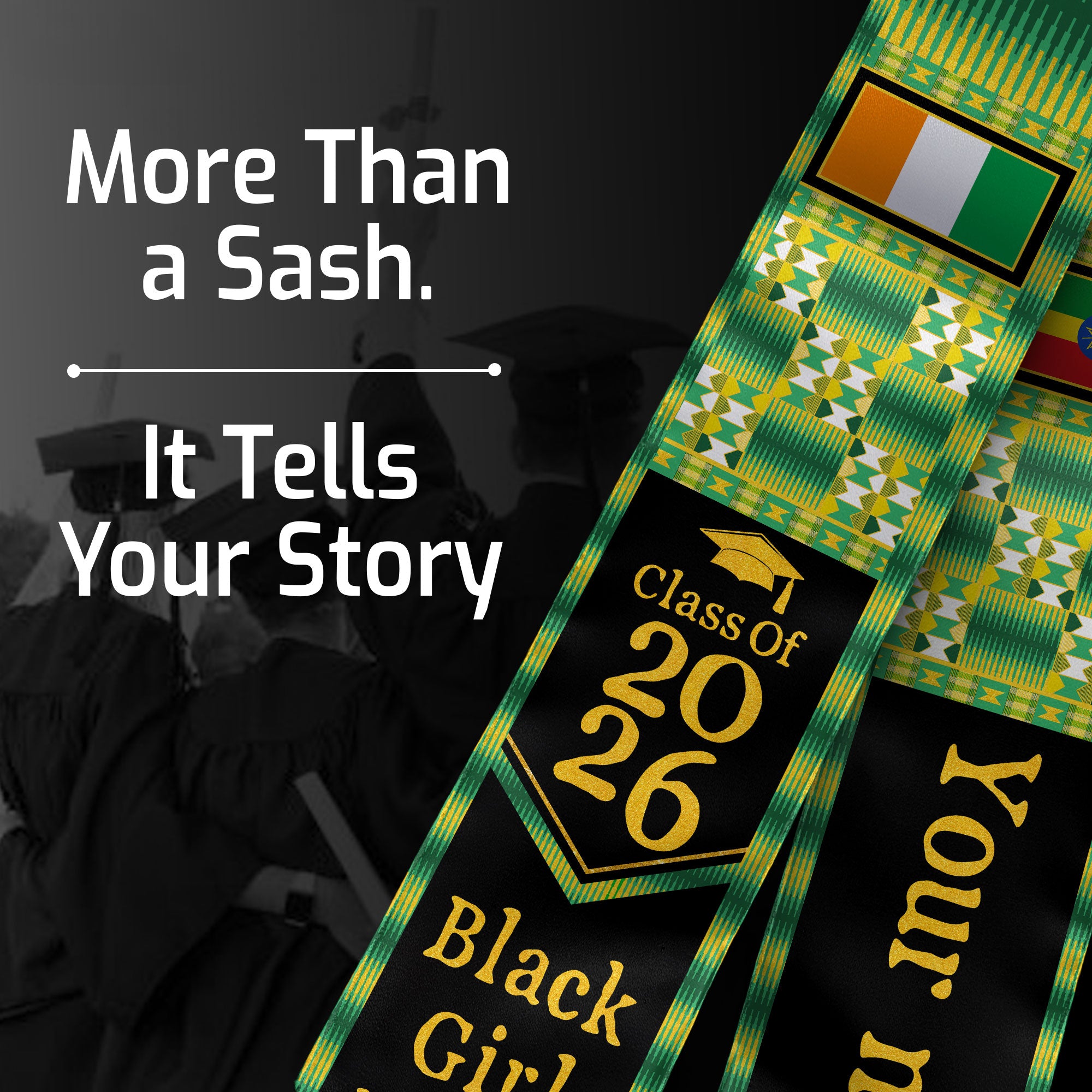 Customized Ethiopian Graduation Stole with National Flag Inspired Design, Graduation Sash for 2026
