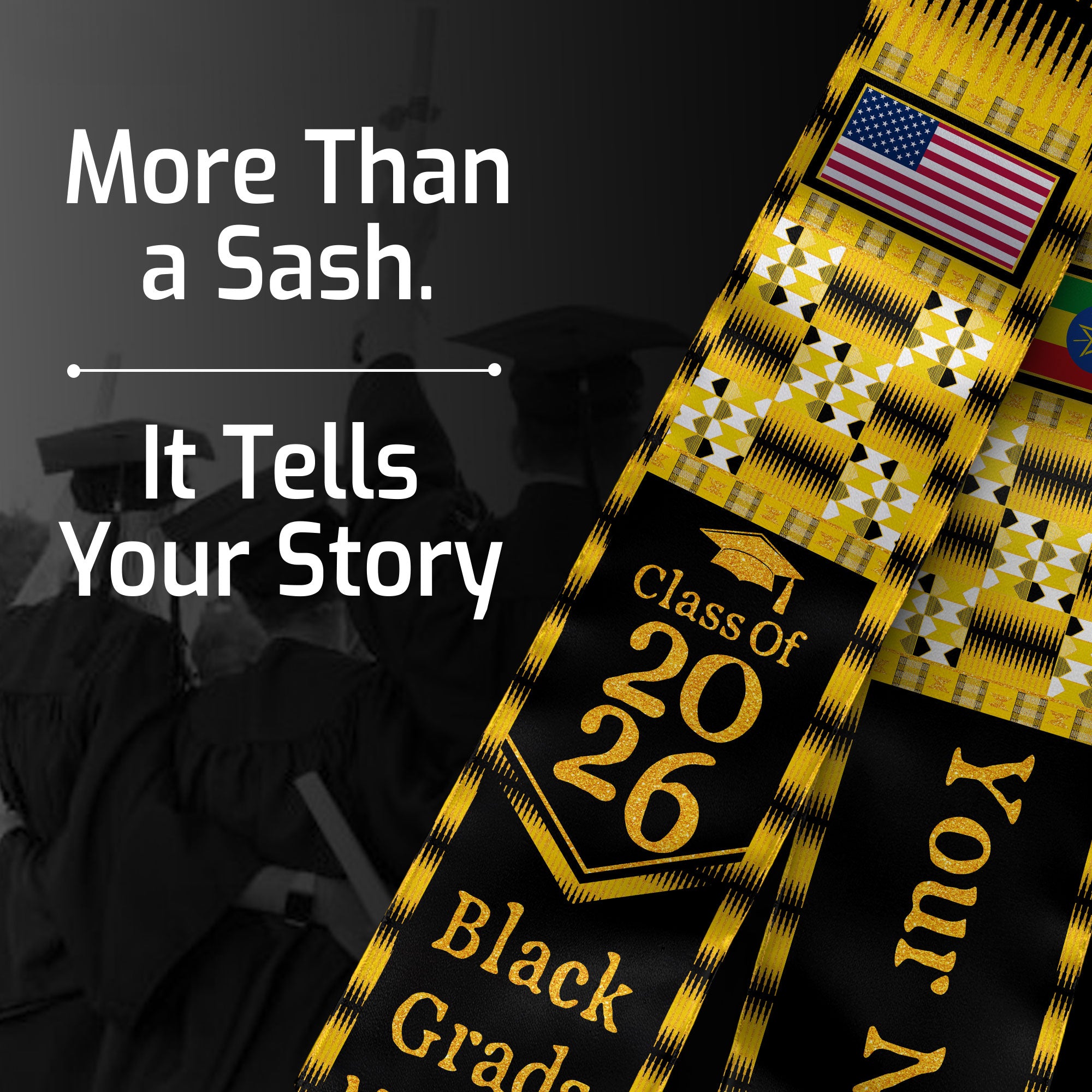 Customized Ethiopia Graduation Stole Featuring Heritage Flag Design, Graduation Sash for 2026
