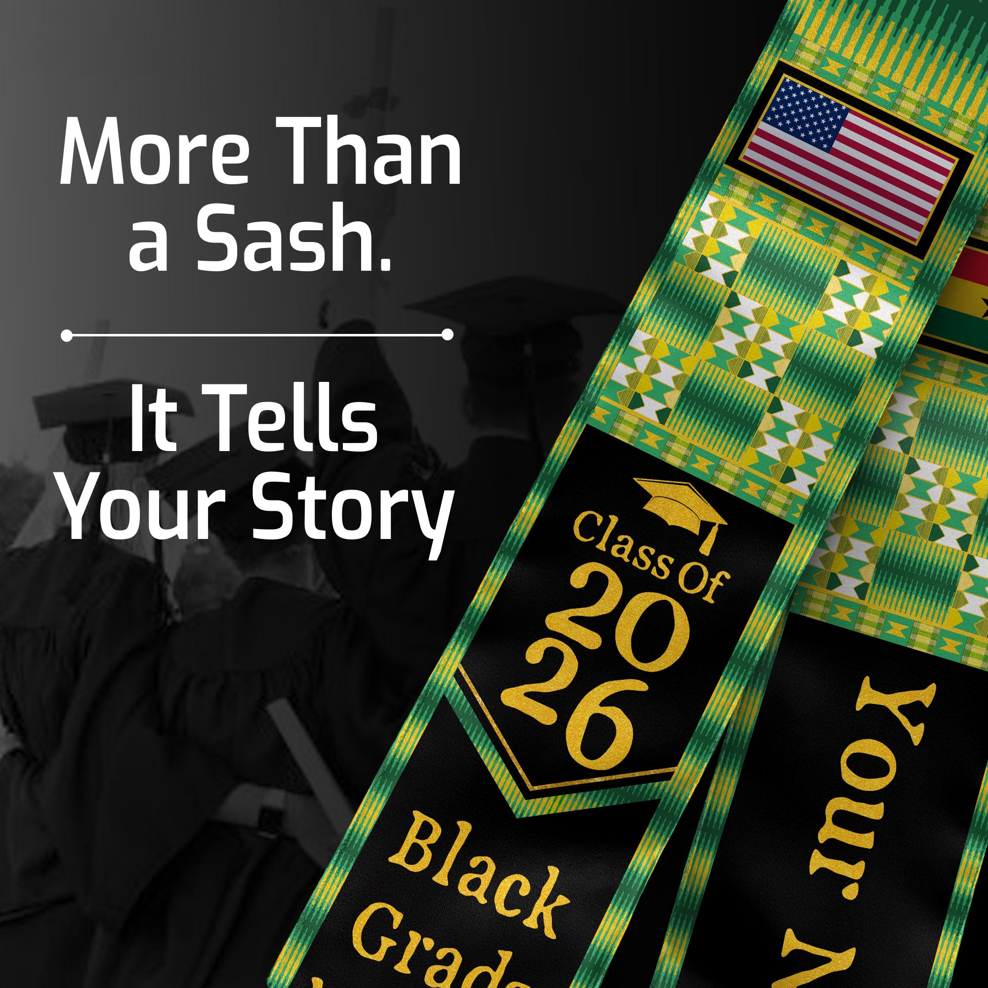 Customized Graduation Stole Ghana with National Flag Inspired Style, Graduation Sash for Class of 2026
