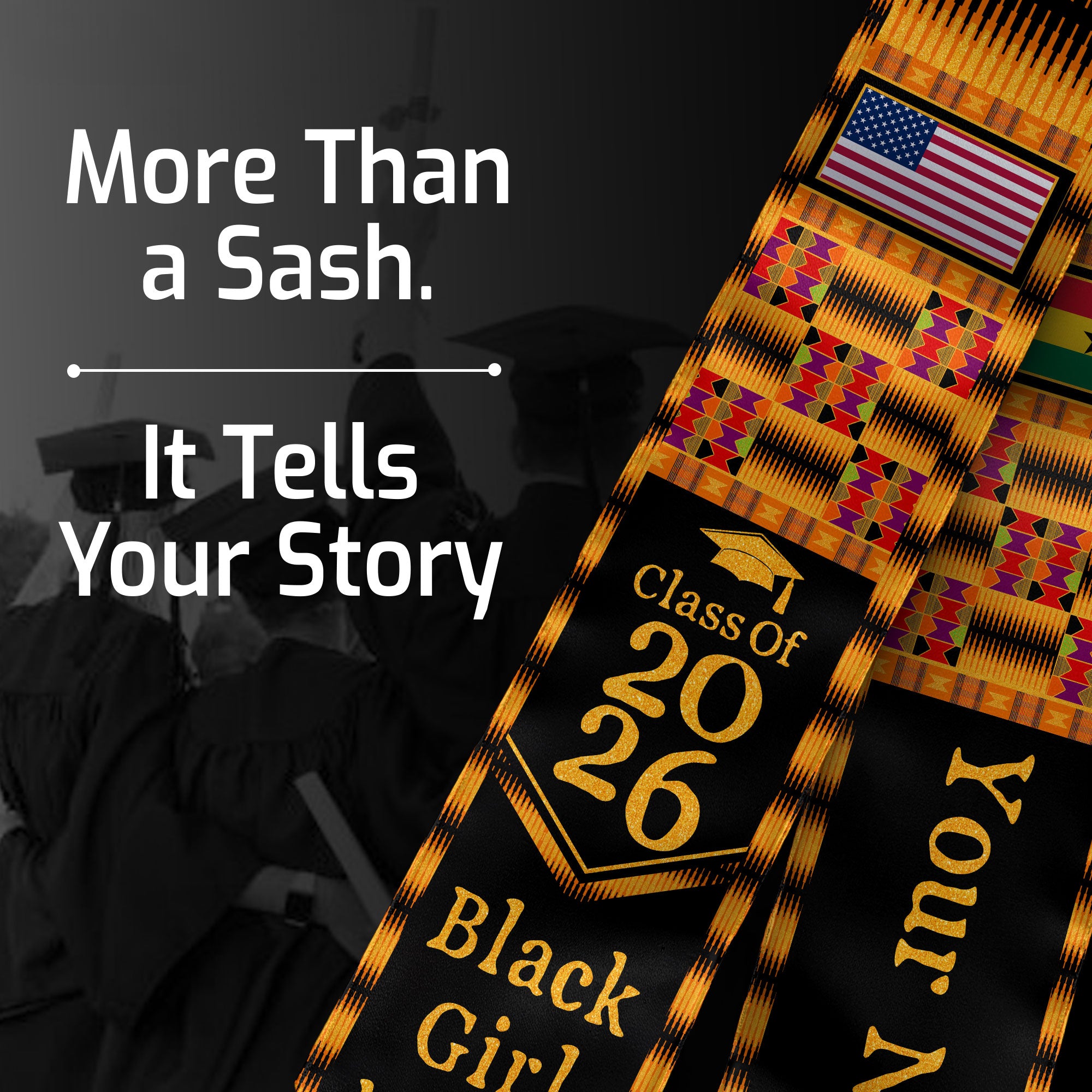 Customized Ghana Graduation Stole Showcasing Cultural Flag Pride Pattern, Graduation Sash 2026