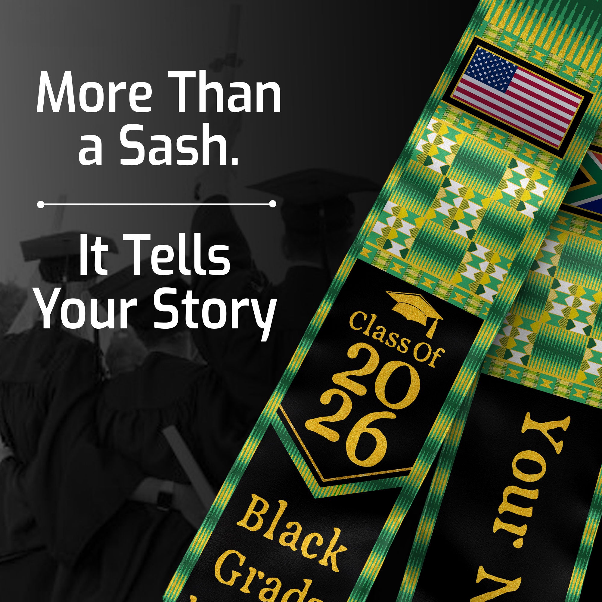 Customized South Africa Graduation Stole Featuring Cultural Flag Pride Style, Graduation Sash Class of 2026