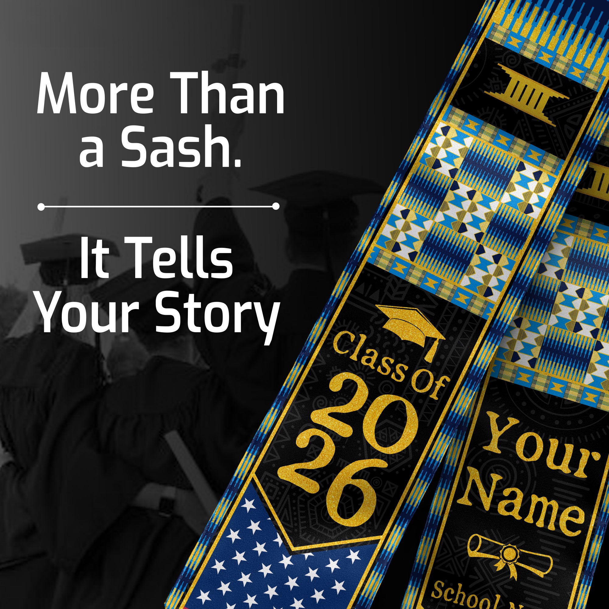 Customized Ghana Graduation Stole Featuring Ghanaian Flag Heritage Design, Graduation Sash Class of 2026