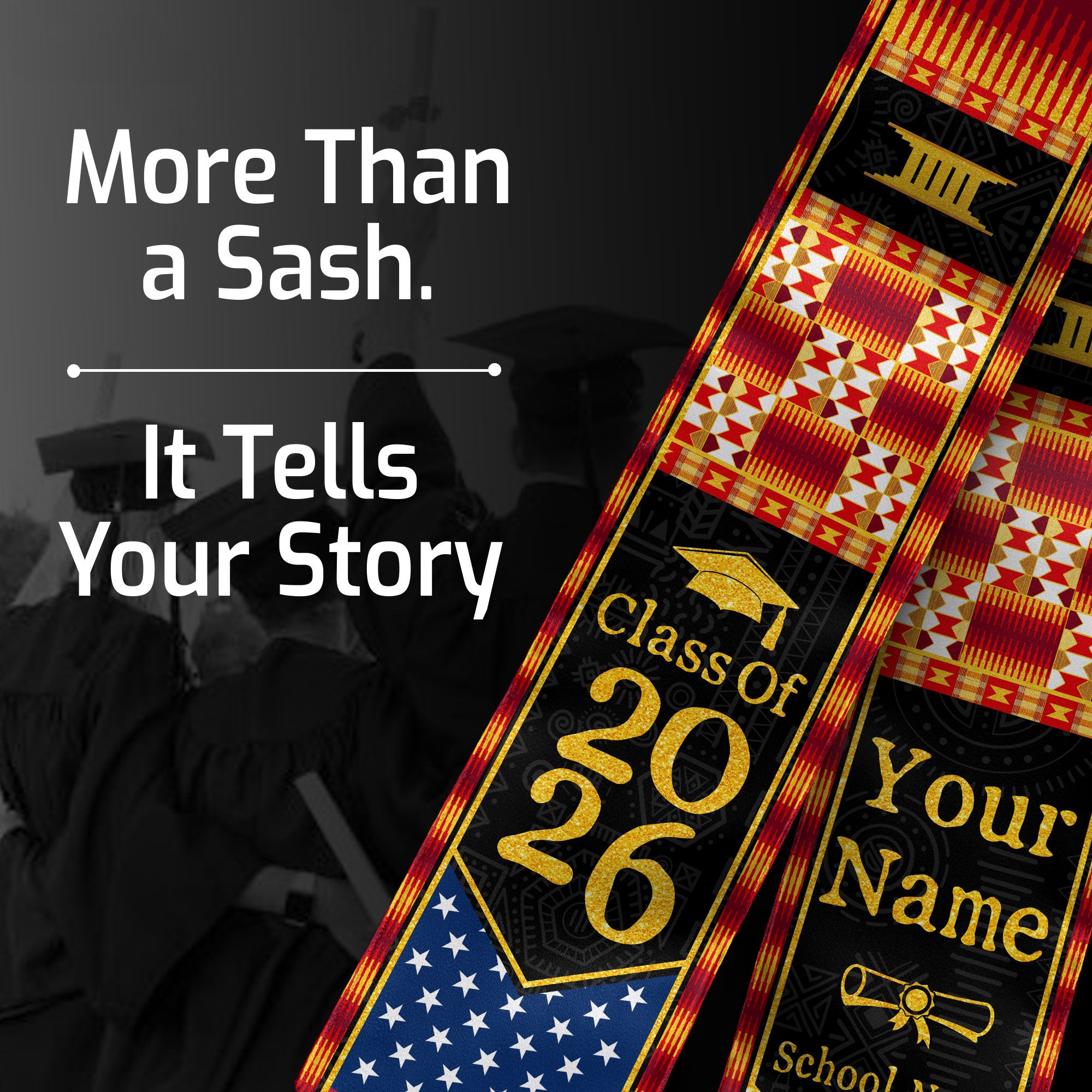 Customized Ghanaian Graduation Stole Featuring Flag Identity Design, Graduation Sash Class of 2026