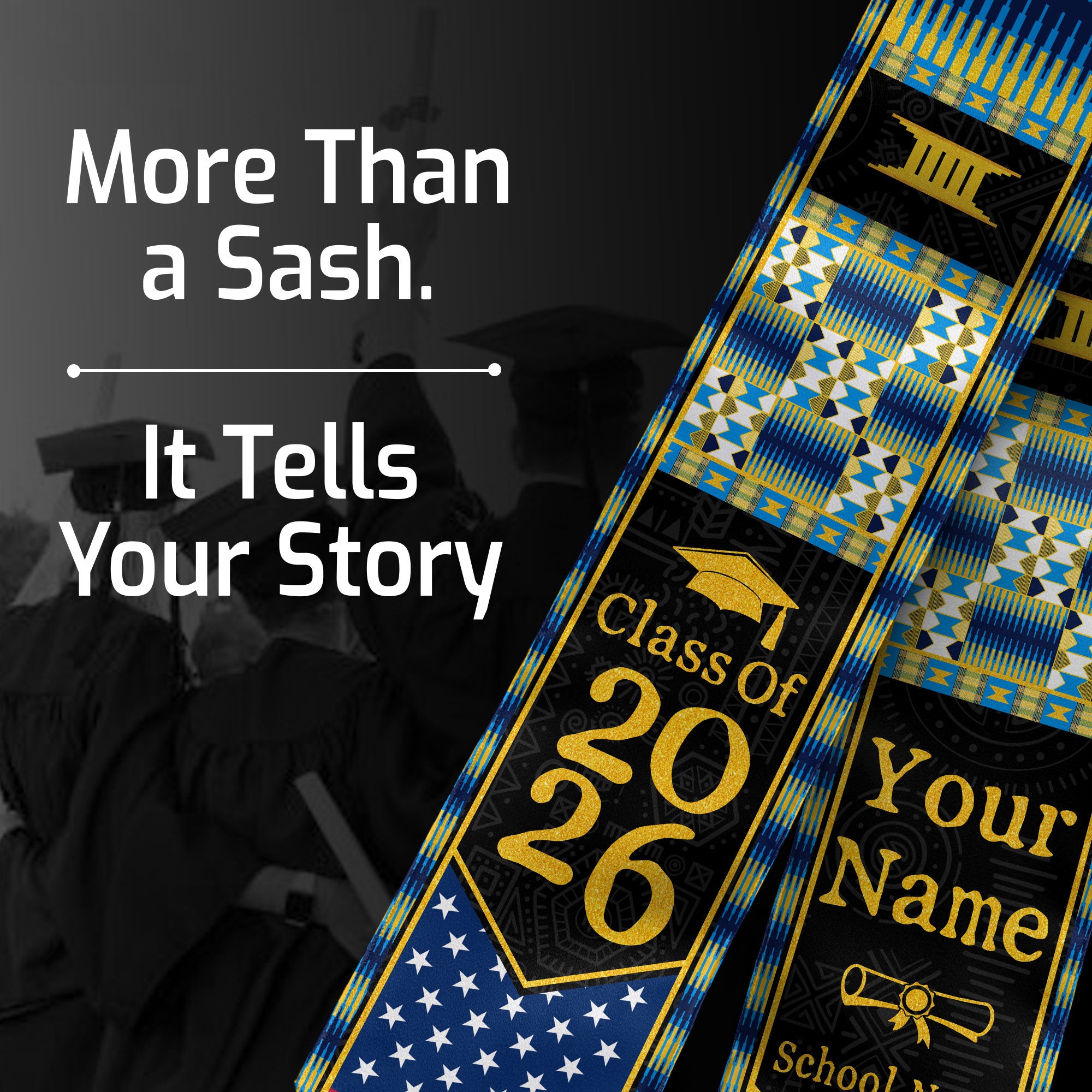 Customized Morocco Graduation Stole Featuring Moroccan Flag Heritage Pattern, Graduation Sash Class of 2026