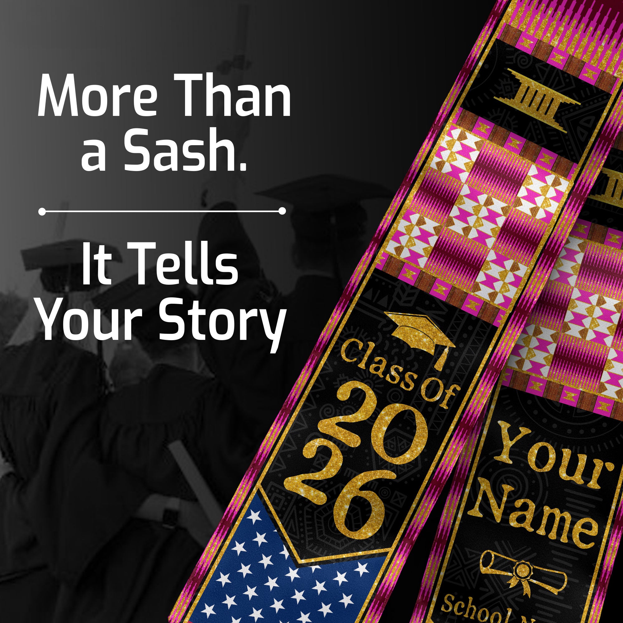 Customized Morocco Graduation Sash Highlighting Traditional Flag Design, Ceremony Stole 2026