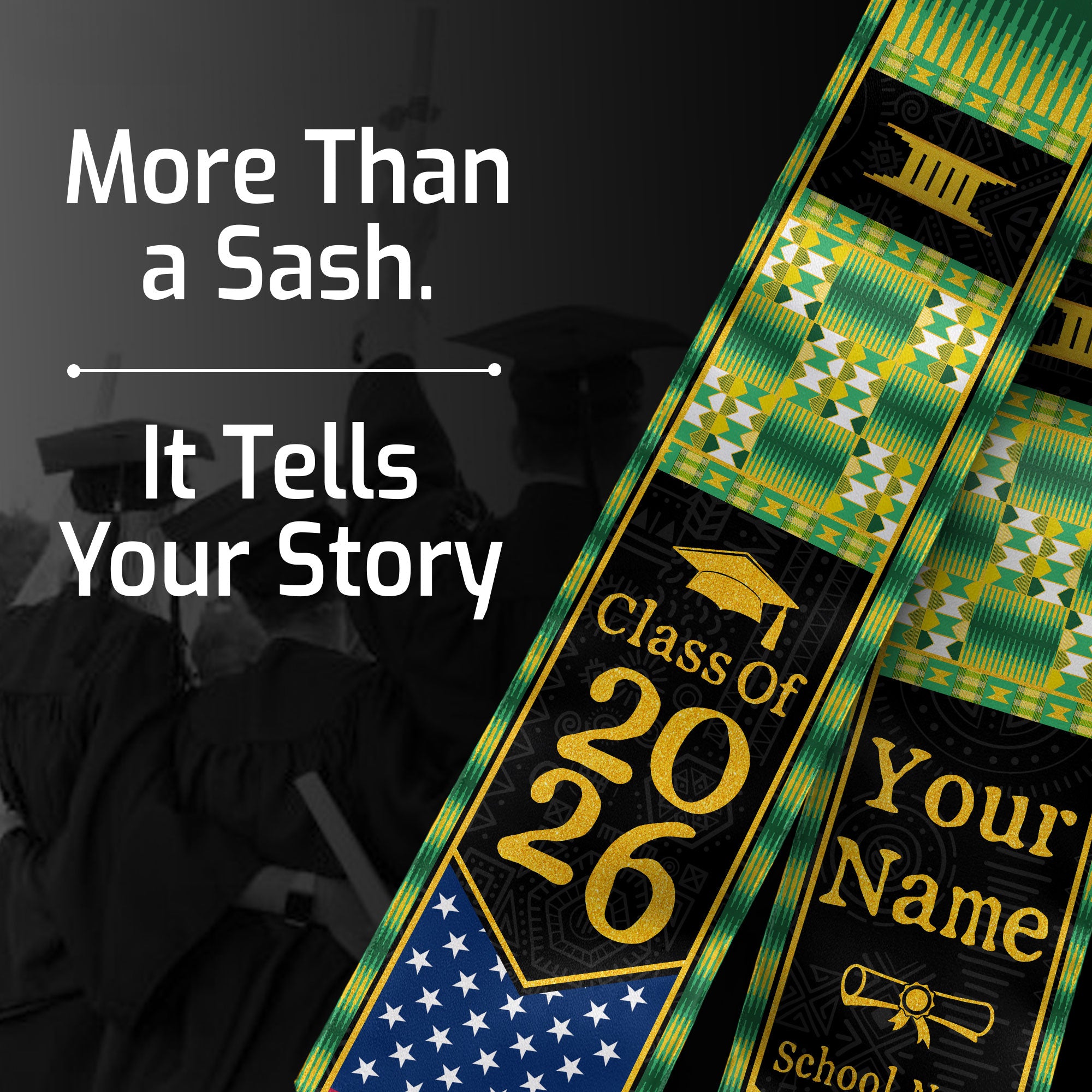 Customized South African Graduation Stole Featuring National Flag Style, Graduation Sash Class of 2026