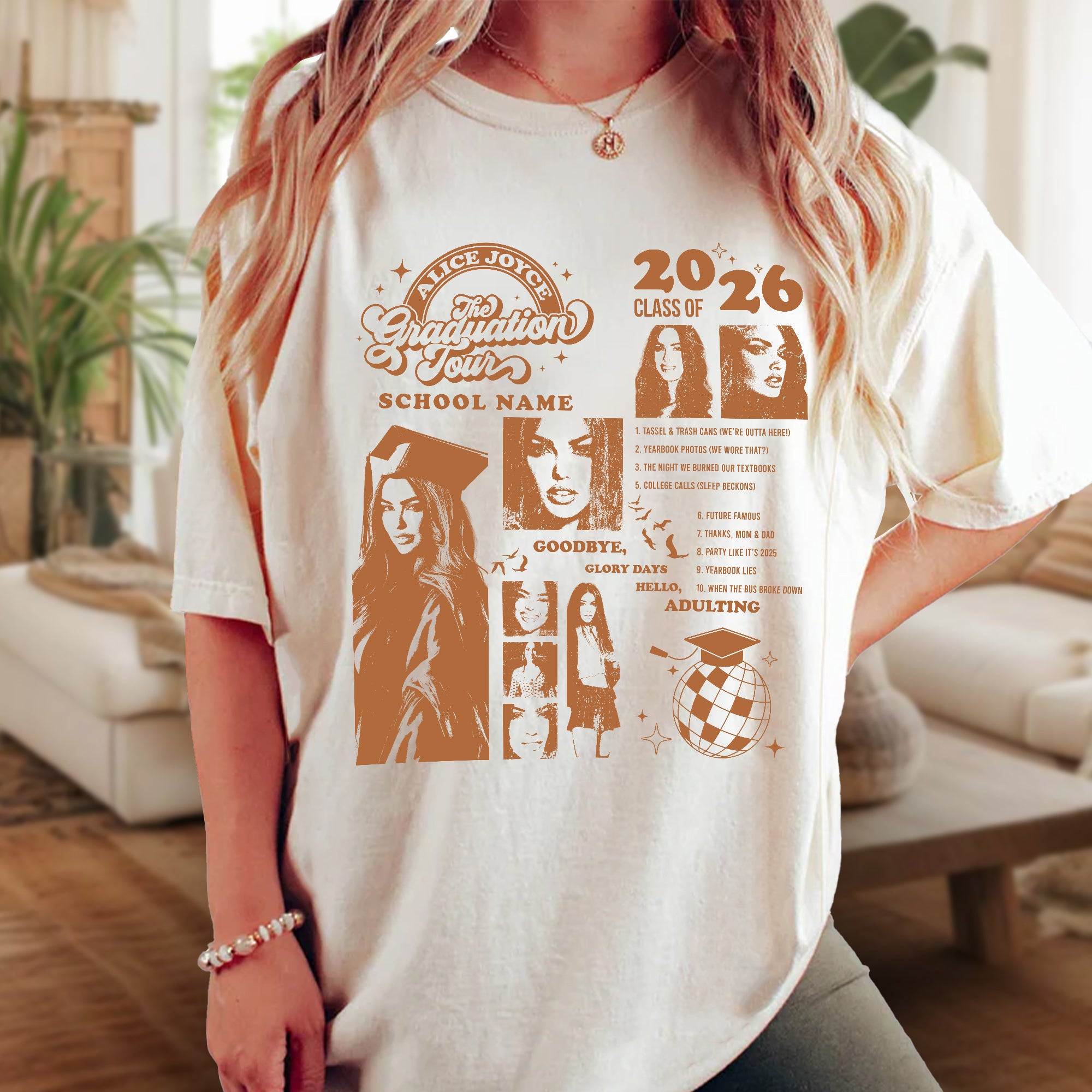 Custom Graduation Tour Shirt 2026 - Personalized Eras Style Graduate Photo T-Shirt