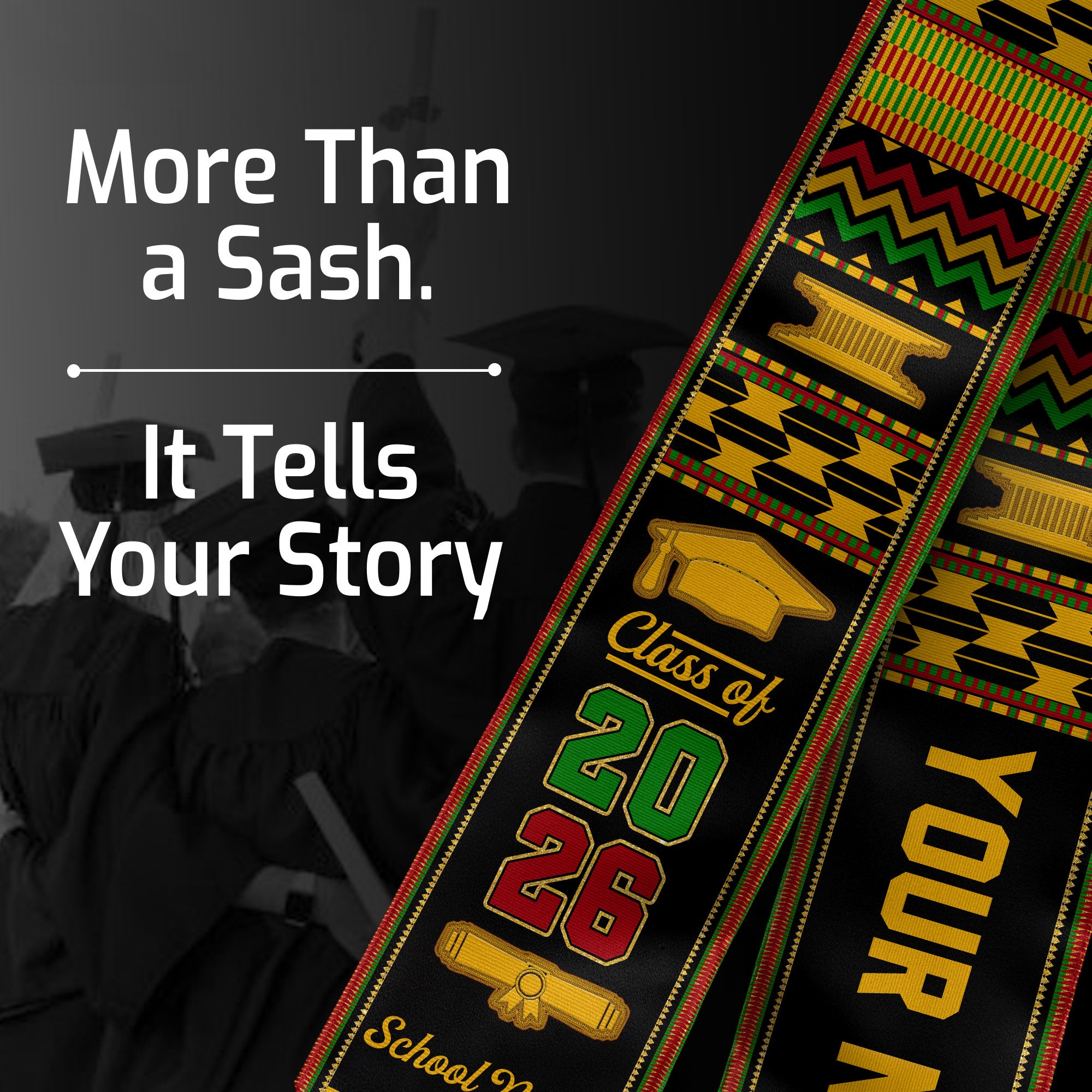Africa Graduation Stole 2026, African Flag Sash, Tailored Detail for Class of 2026 Grads
