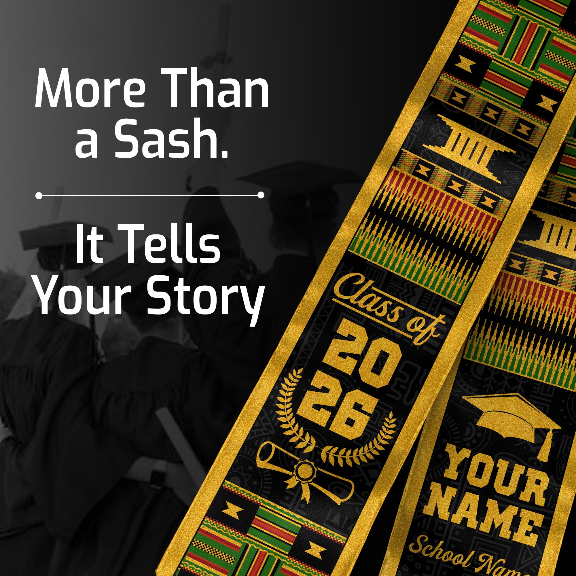 Class of 2026 Africa Graduation Sash, African Flag Stole, Custom-Ready Graduation Style