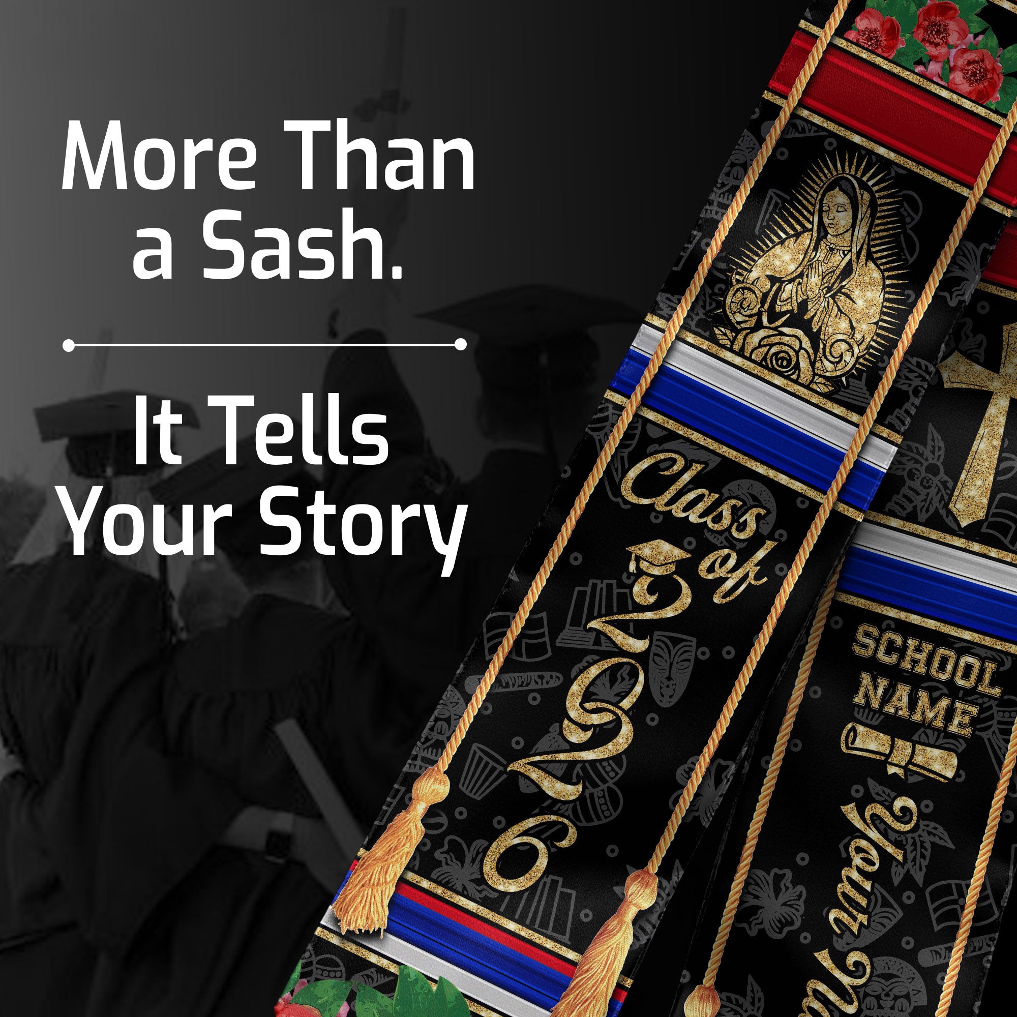 Customized Dominican Republic Graduation Stole, Dominican Flag Stole for Class of 2026 Ceremony