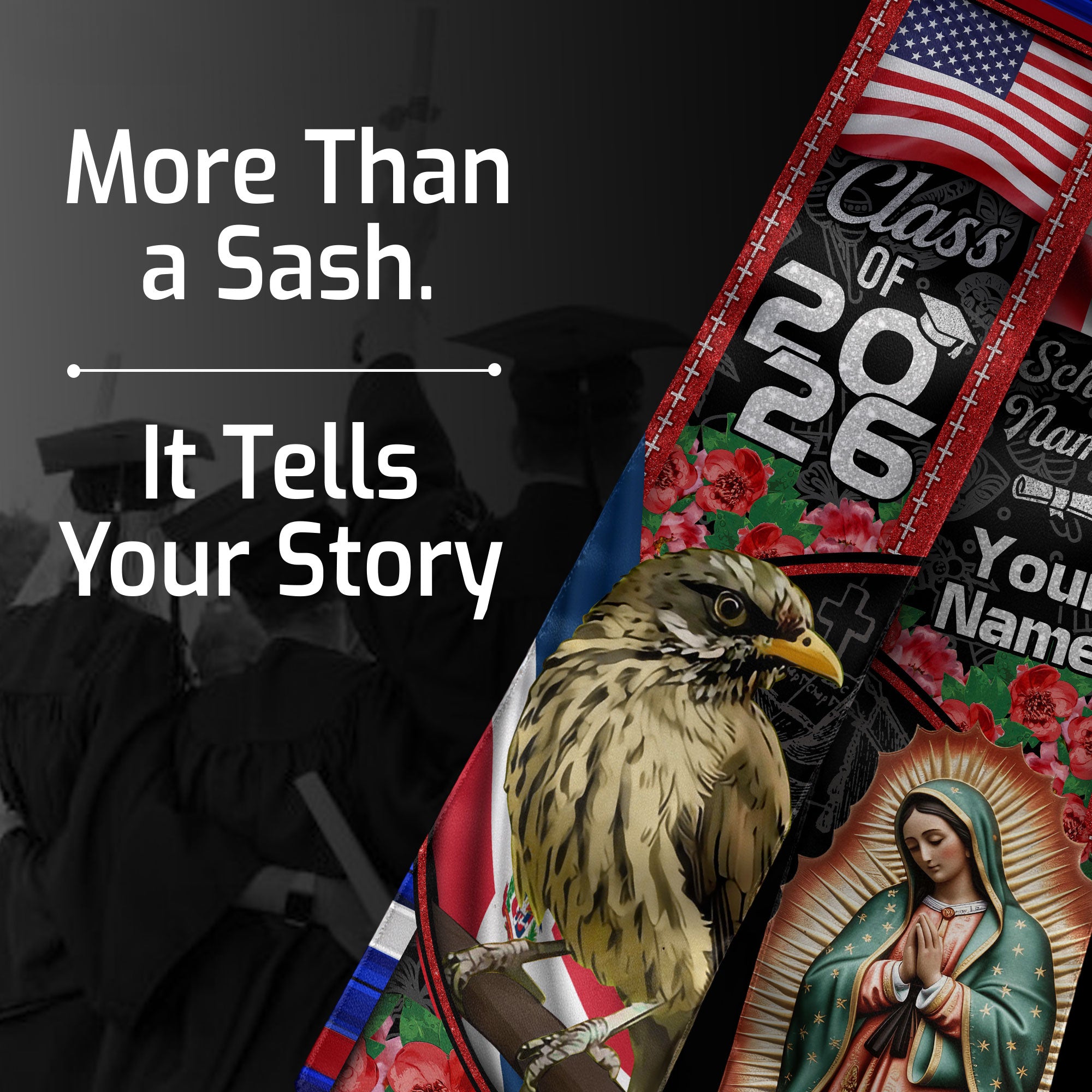 Customized Graduation Stole Dominican Republic, Flag Inspired Sash for Class of 2026