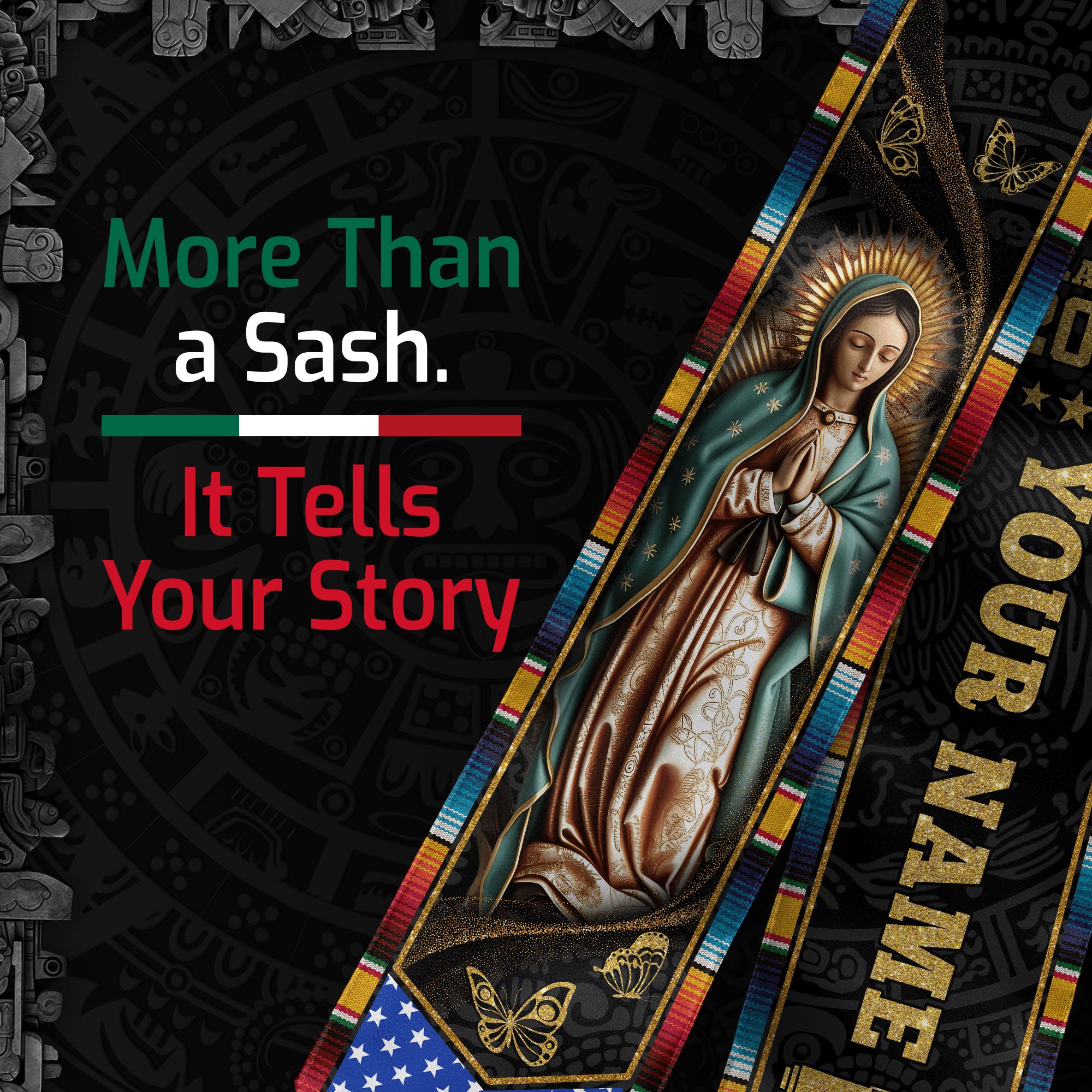 Mexican American Flag Stole 2026, Mexican Graduation Sash, Mexico Graduation Stole Gift