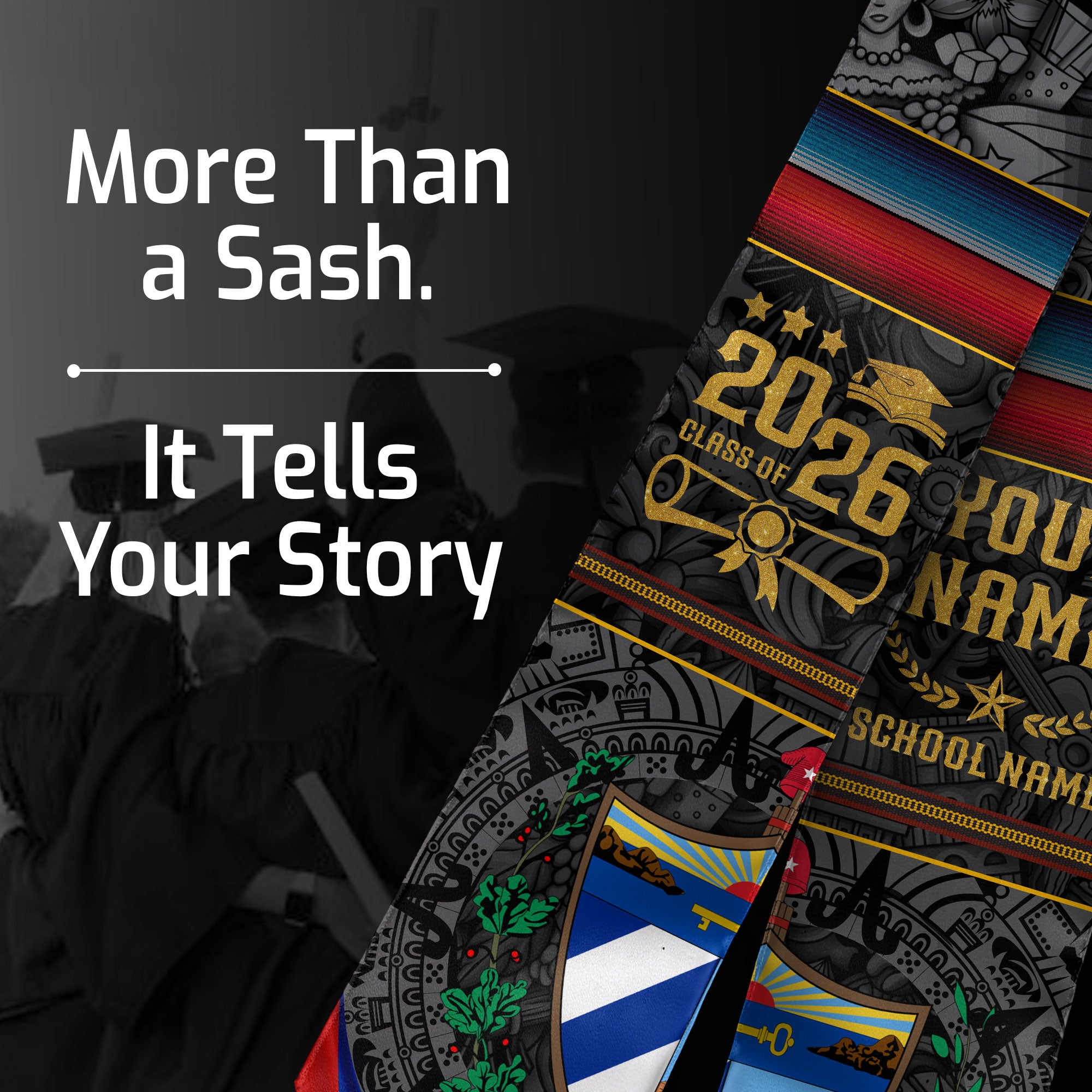 Cuba Flag Graduation Stole 2026, Cuban Grad Sash, Signature Finish for Class of 2026