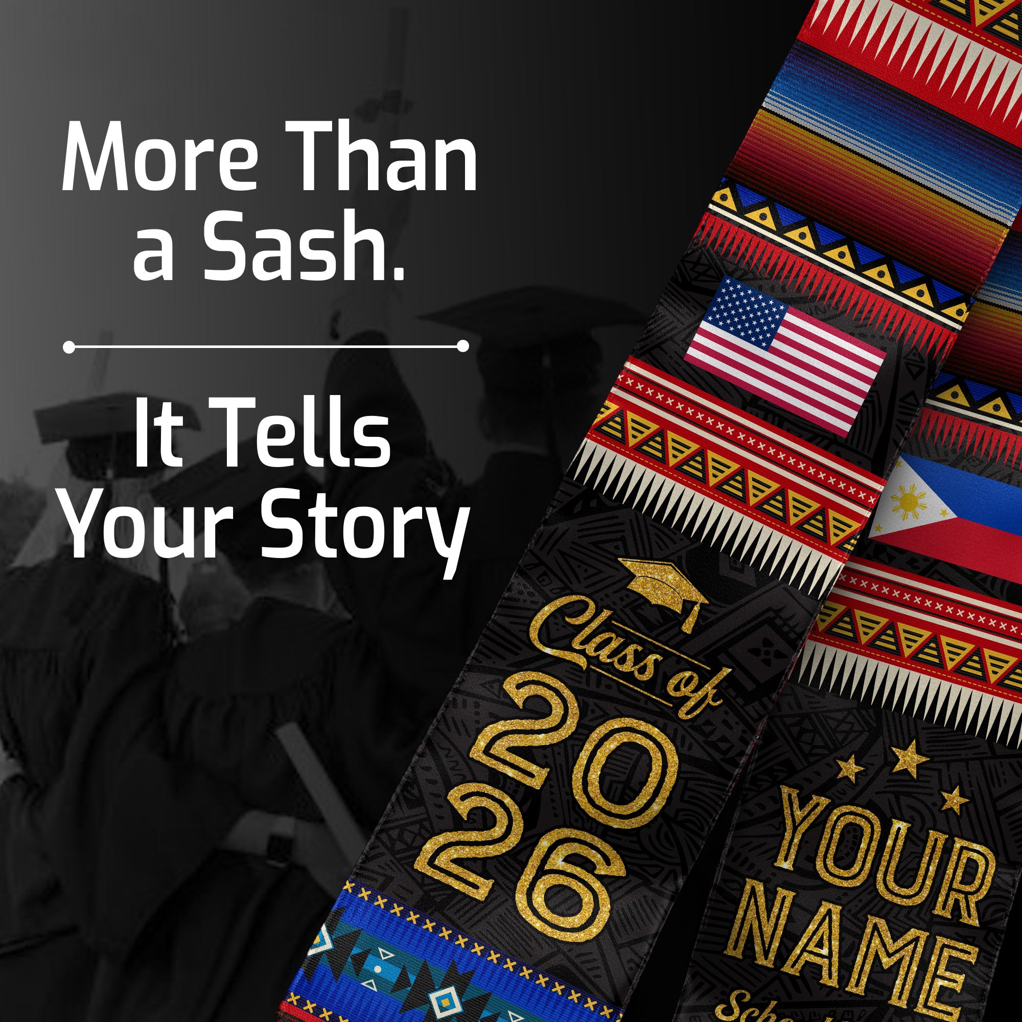 Filipino Graduation Sash 2026, Philippines Flag Graduation Stole, Personalized Detail