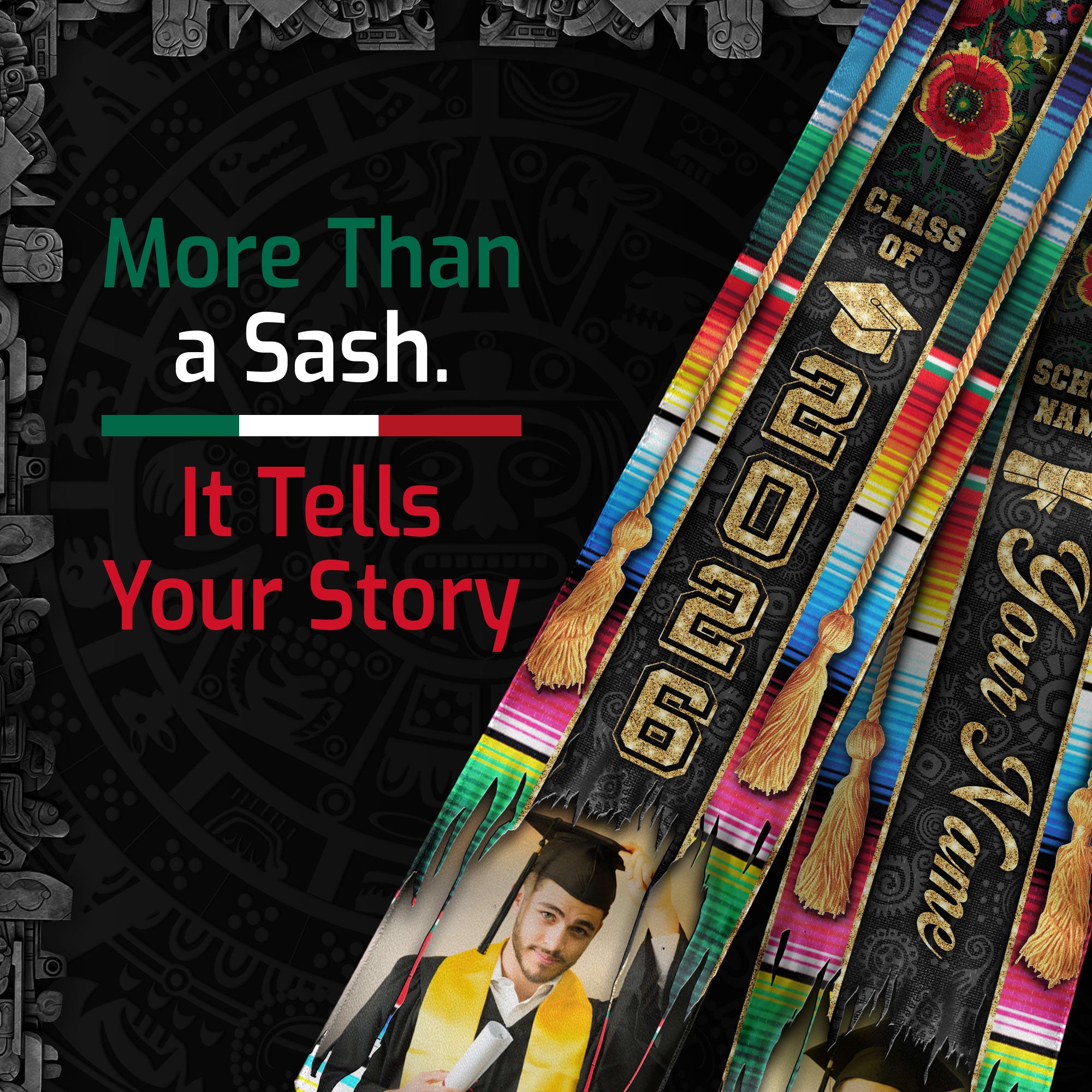 Mexican Graduation Sash 2026, Mexico Graduation Stole, Custom Touch Flag Sash for Grads