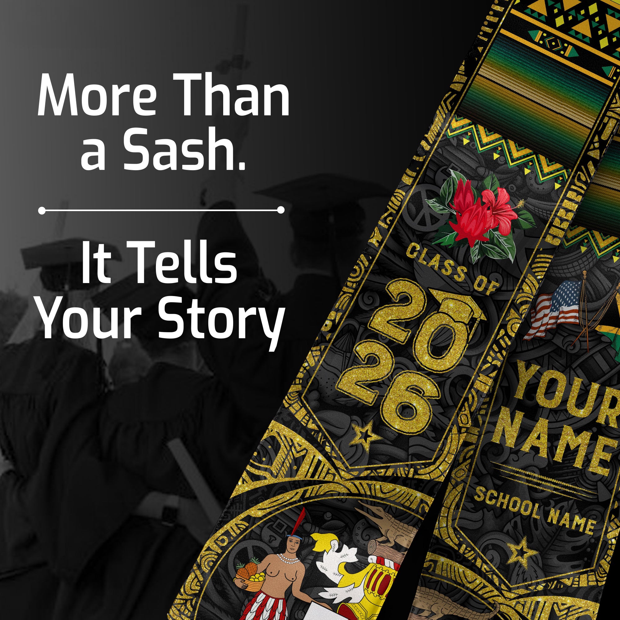 Jamaica Graduation Stole 2026, Jamaican Flag Sash, Personalized Gift for Graduates