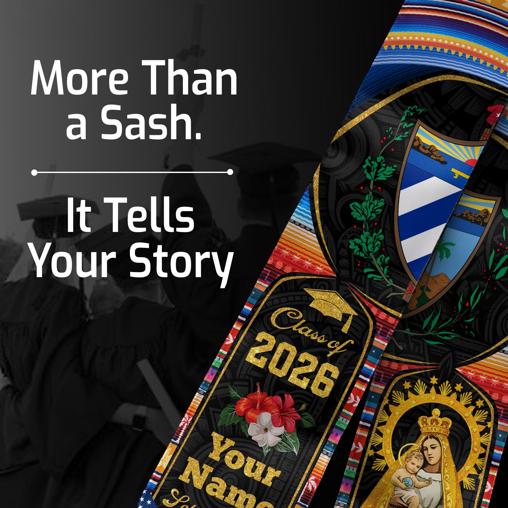 Cuba Graduation Stole 2026, Cuban Flag Sash, Custom-Ready Style for Class of 2026