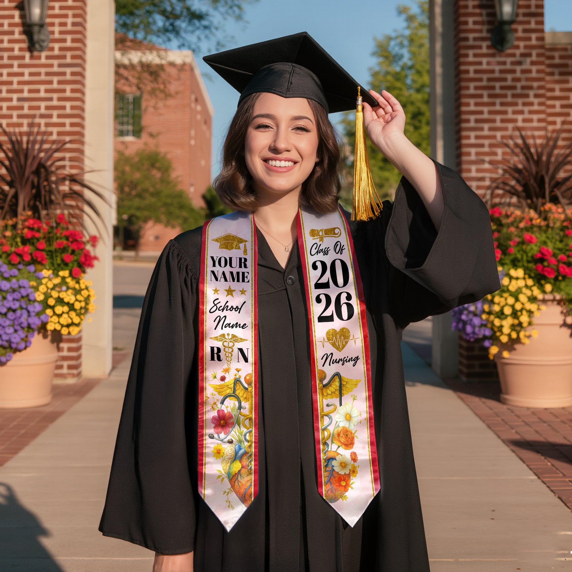 2026 Nursing Graduation Sash, Custom RN Nurse Stole, BSN Style for Class of 2026