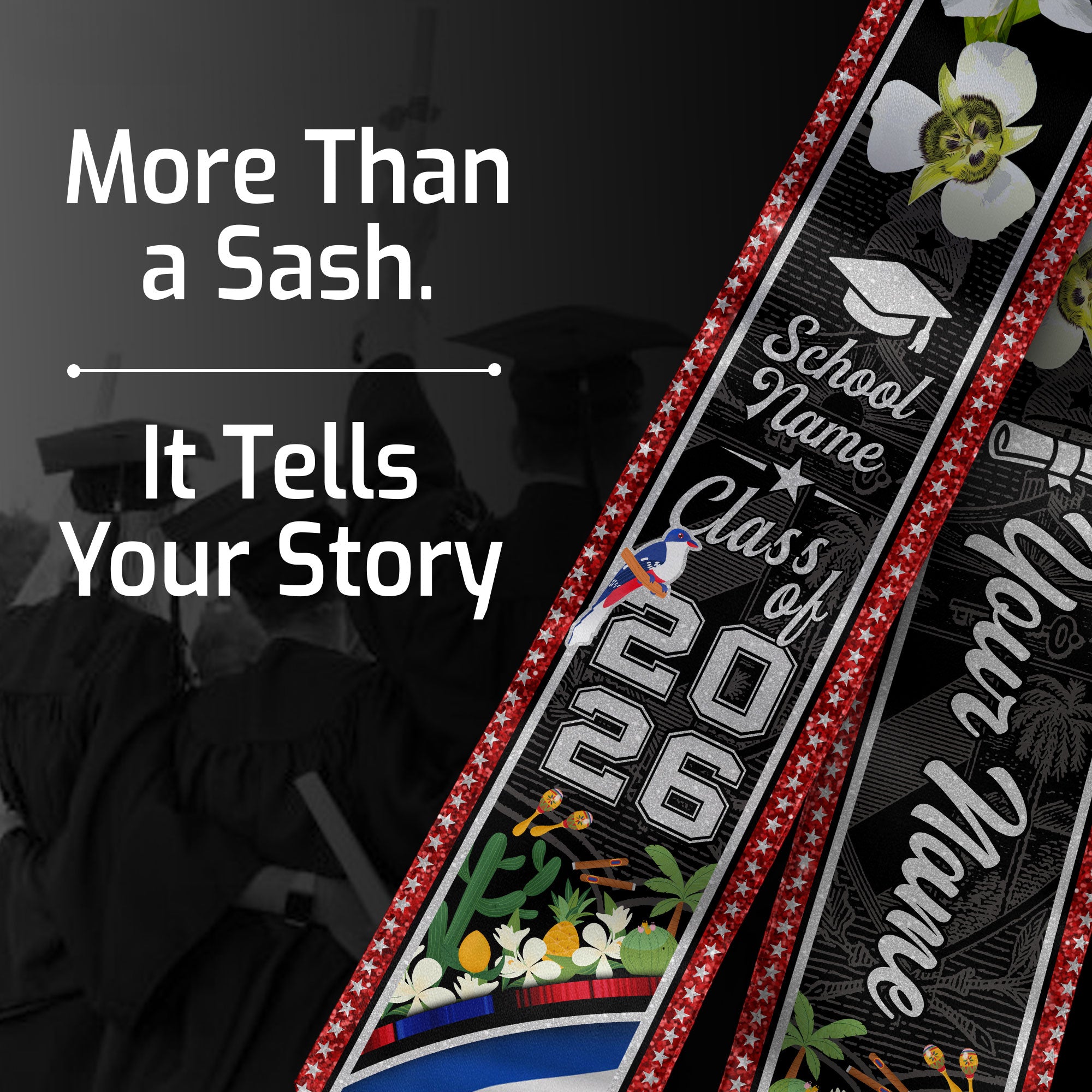 Cuban Graduation Stole 2026, Cuba Flag Sash, Personalized Touch for Class of 2026